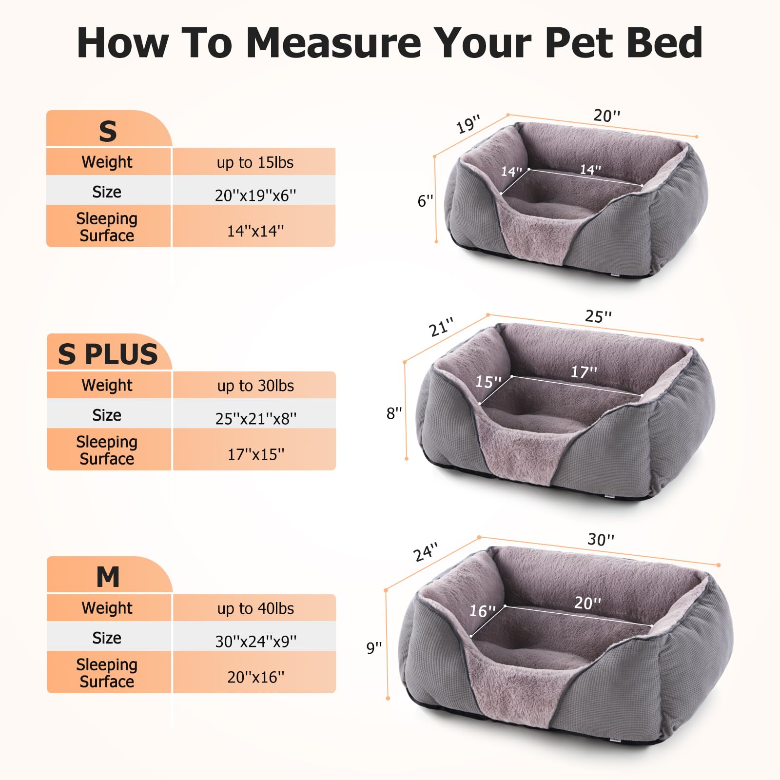 Mixjoy Calming Dog & Cat Beds - Soft Rectangle & Orthopedic Designs, Anti-Slip | Small / Medium Dogs & Indoor Cats (25X21In, Gre