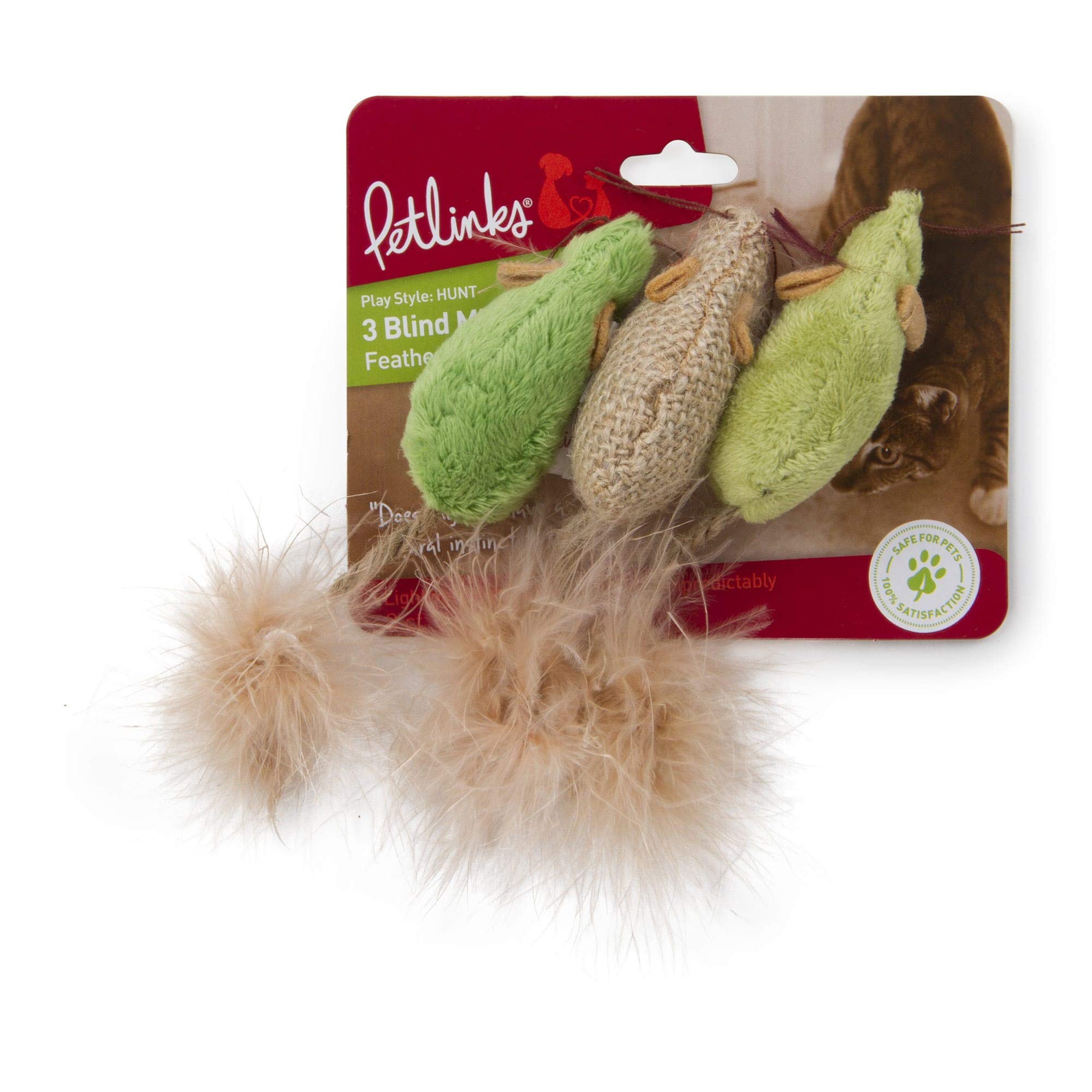Petlinks (3 Count) 3 Blind Mice Catnip Cat Toys - Randomly Selected Color, 3 Count