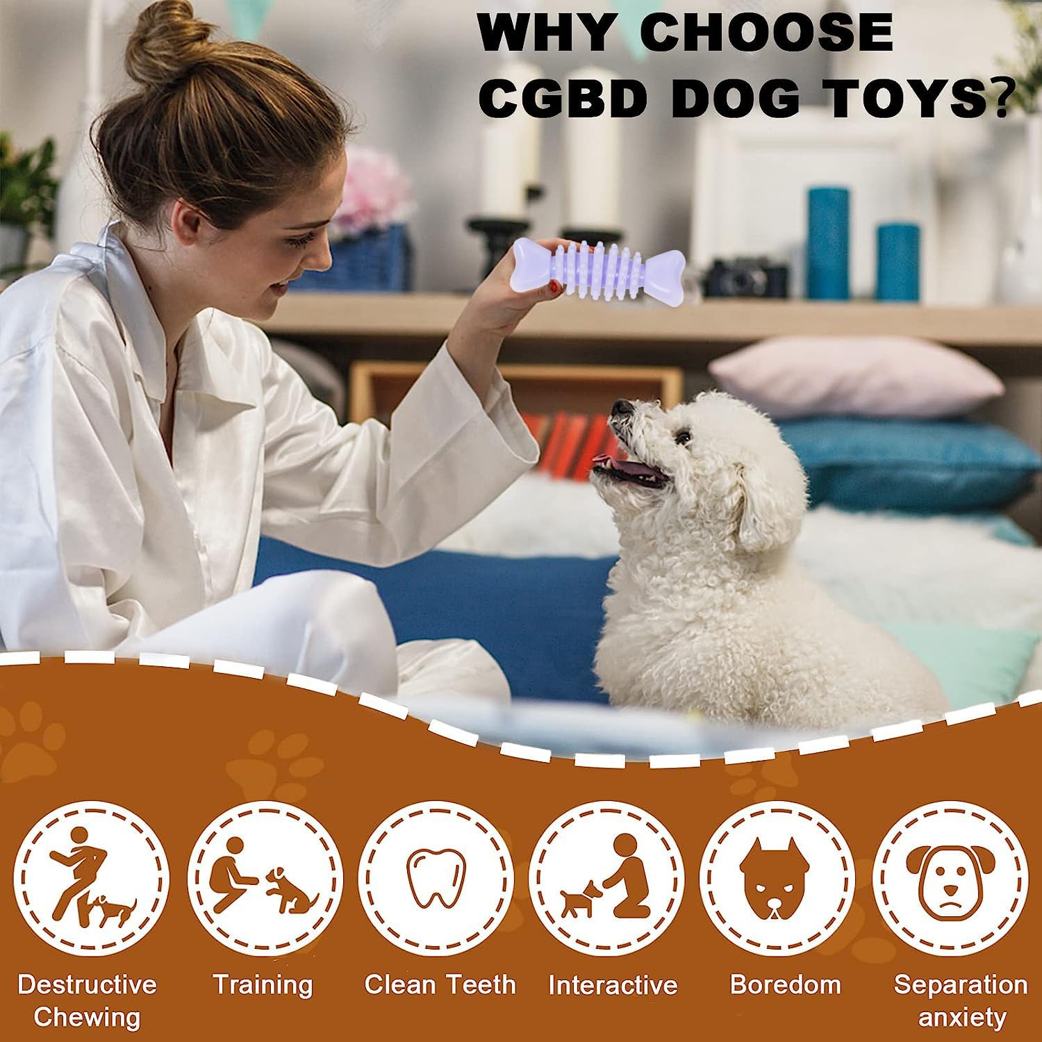 Cgbd 6 Pack Dog Chew Toys, Purple, Small Dog Teething Toys, Soft Durable Interactive Toys For Puppies