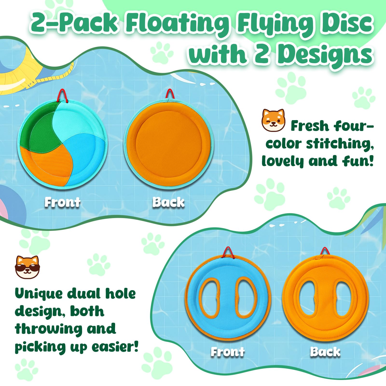 2 Pack Dog Pool Floating Flying Disc Toys, Interactive Dog Pool Water Toys That Float For Aggressive Chewers Bonding At Lake & B
