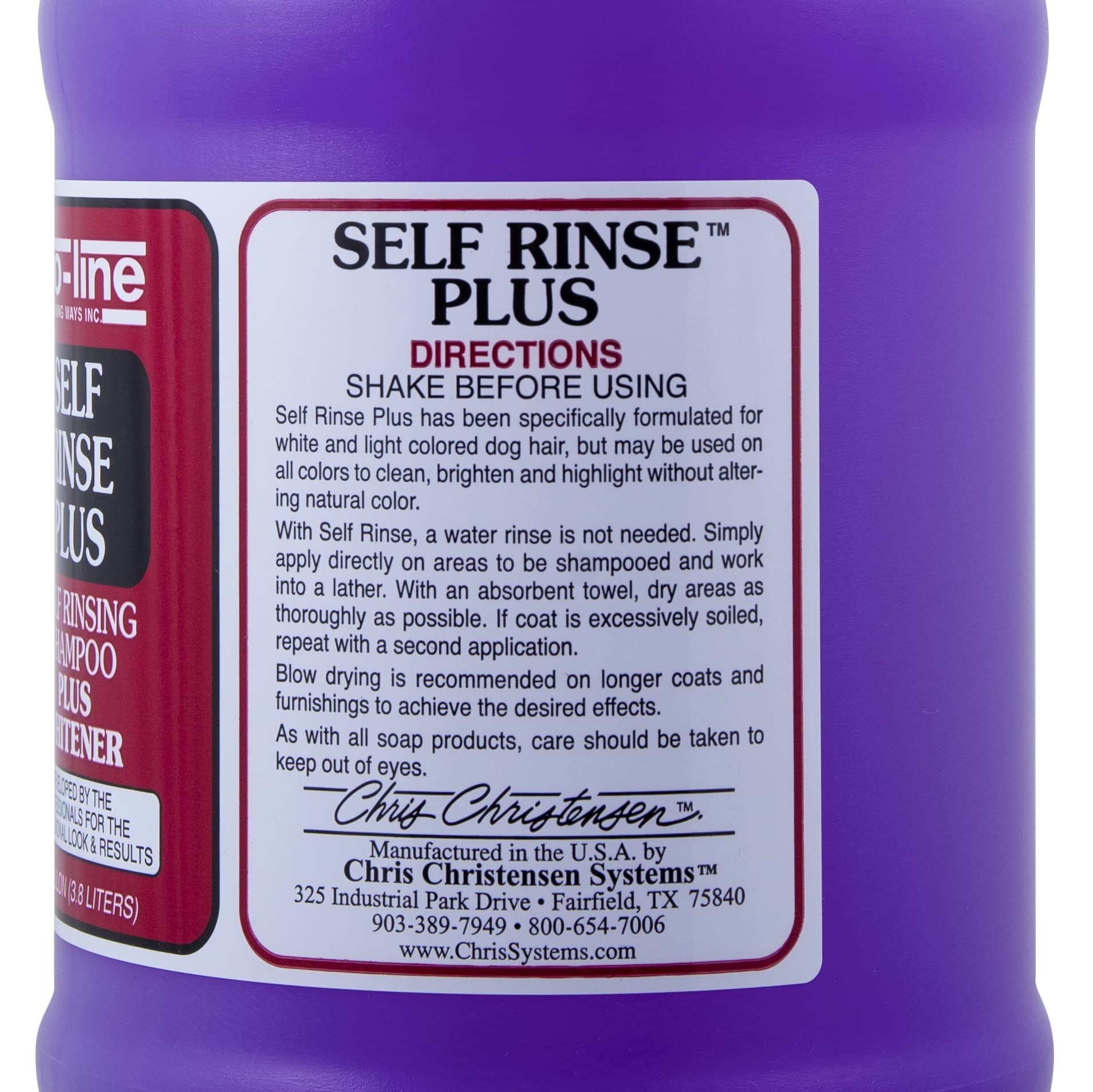 Chris Christensen Proline Self Rinse Plus Dog Shampoo, Groom Like A Professional, Brightens And Whitens, No Rinse Cleaner, Made In Usa