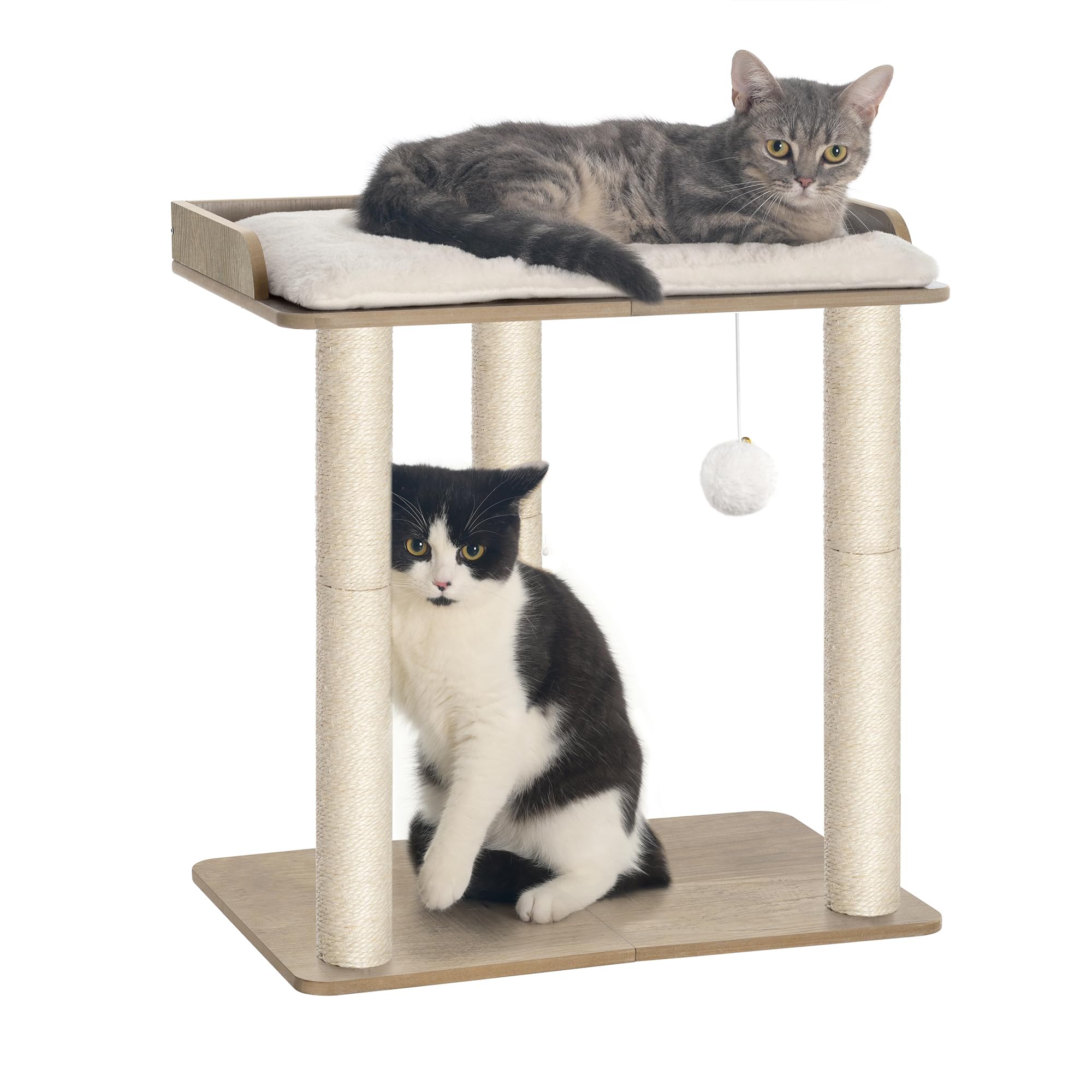 FourFurPets 22in Cat Tree Tower Condo, Cat Scratch Posts for Indoor Cats, Big Plate, Three 23.6in Full Sisal Scratching Posts, G