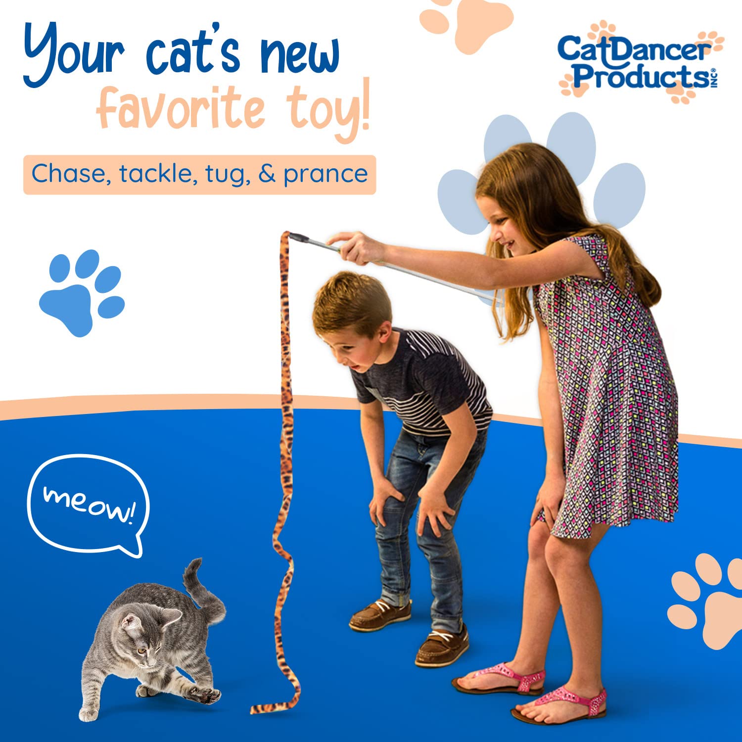 Cat Dancer Products Jungle Cat Charmer, Jungle Wand Toy For Kittens Training, Colorful Ribbon Cat Charmer, Interactive Catcher W