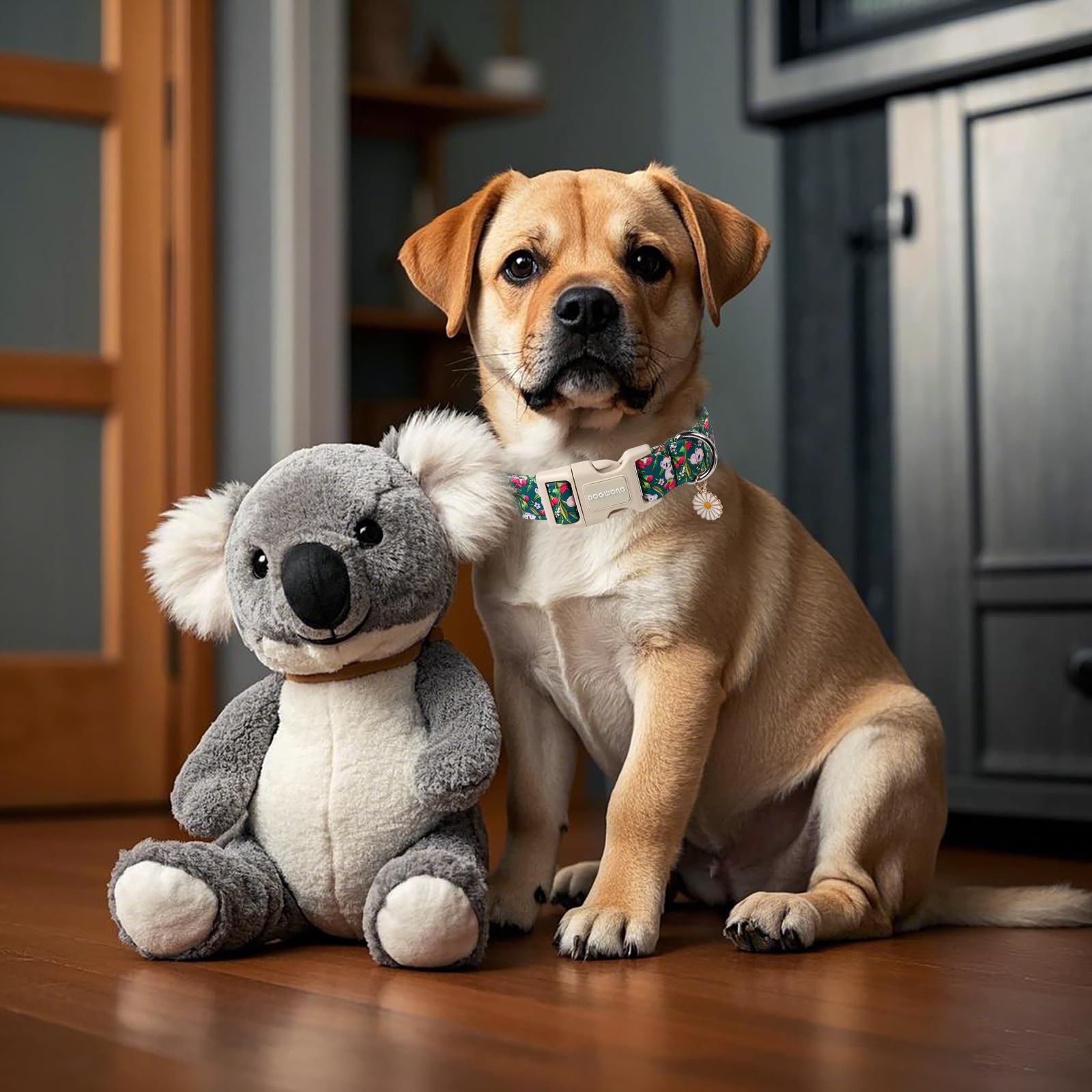 Dogwong Cute Dog Collar, Flower Koala Dog Collar Durable Soft Fabric Pet Dog Collars Girl Female Puppy Necklace For Small Medium