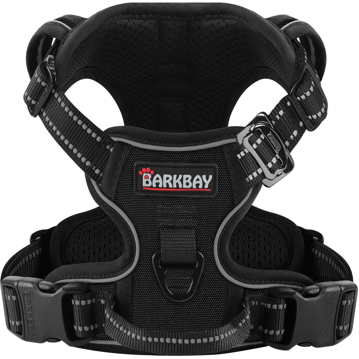 Barkbay Dog Harness No Pull 3 Buckles For Large Dogs - Adjustable, Reflective, Comfortable, No Choke, Heavy-Duty - Perfect For O