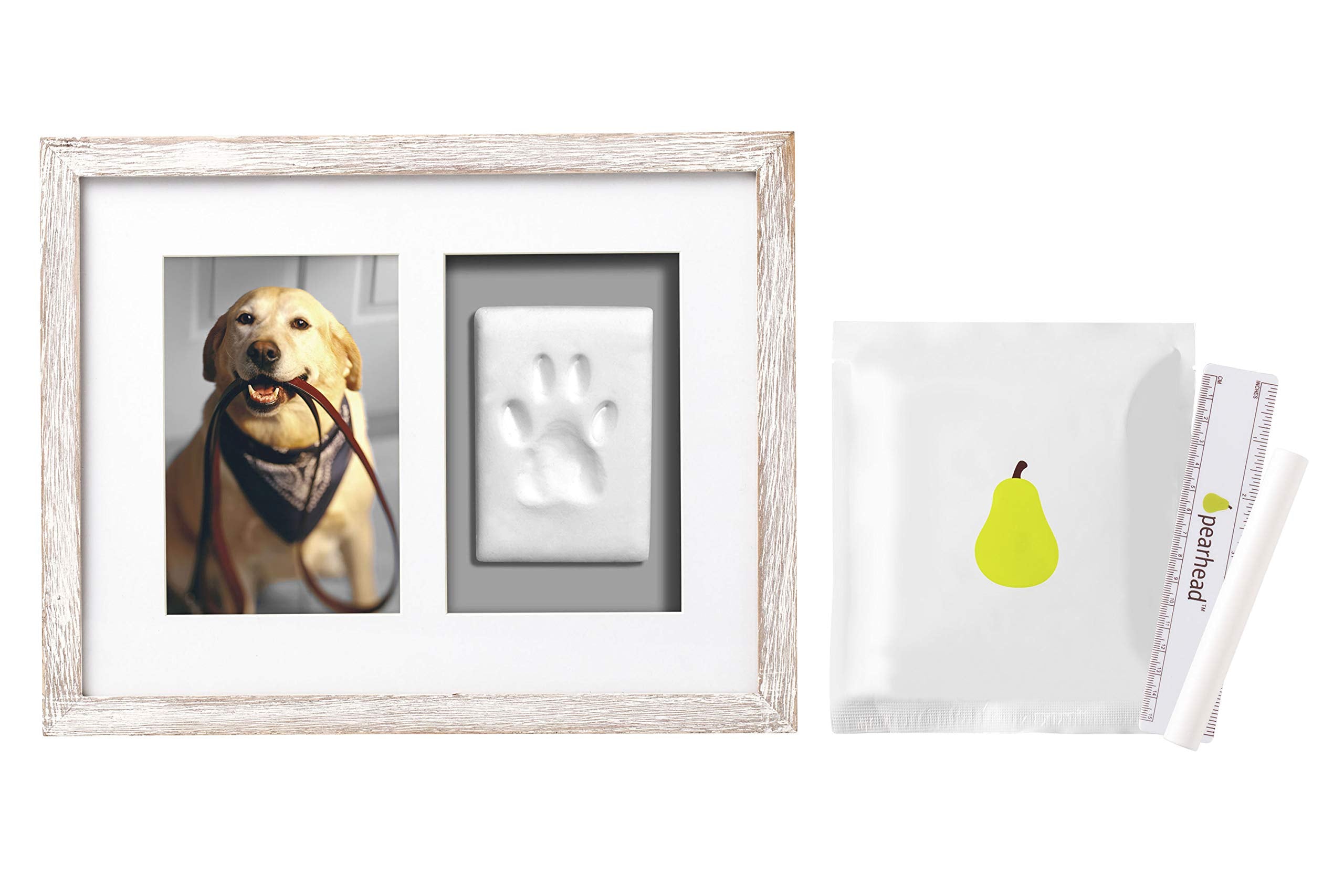 Pearhead Pet Pawprints Wall Picture Frame And Imprint Kit, Pet Owner Gifts, Distressed Gray