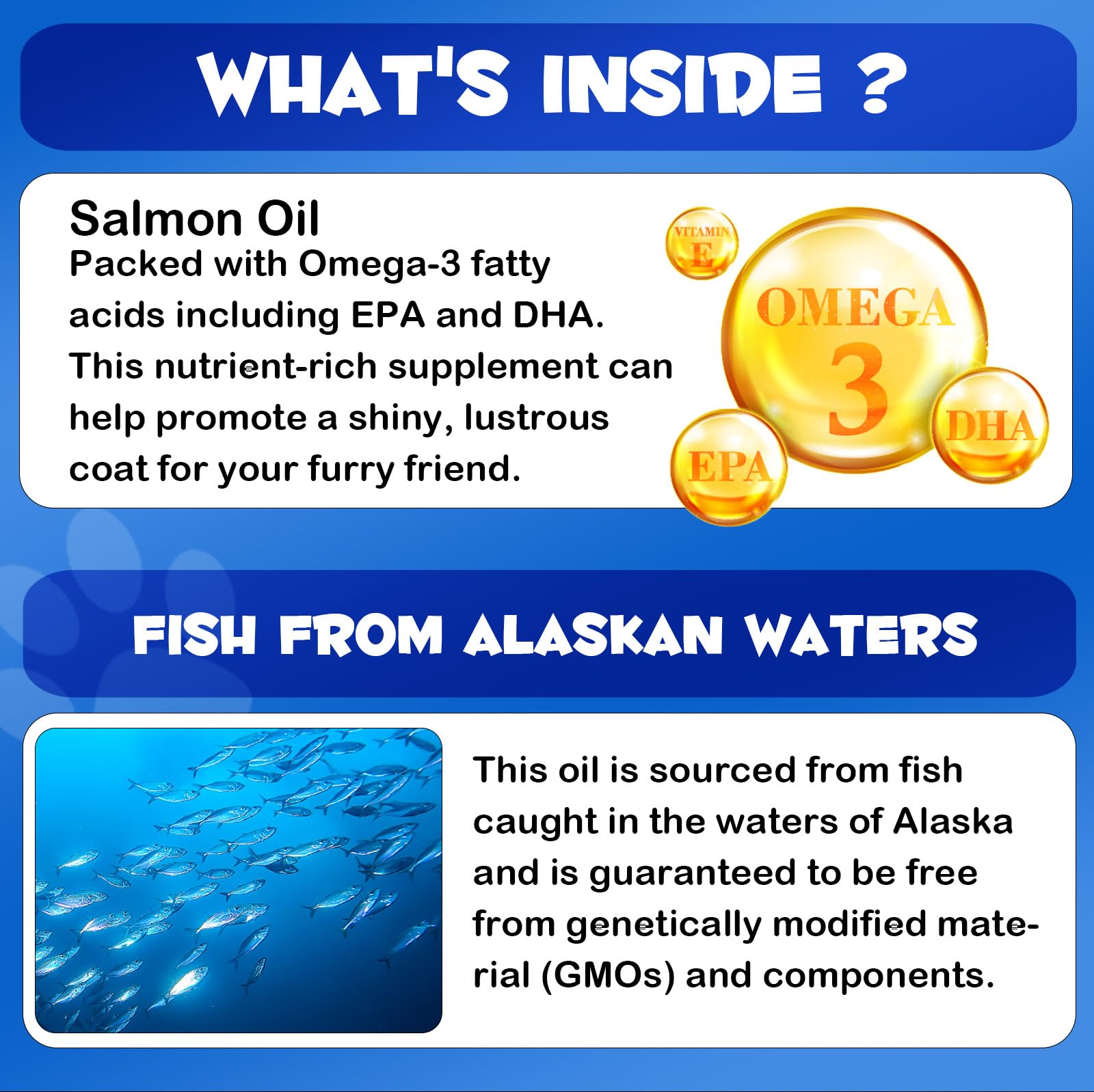 Omega-3 Fish Oil for Dogs, Omega 3 Fish Oil with EPA & DHA Supports Dogs Seasonal Allergies Relief, Boosts Immune Function, Itch