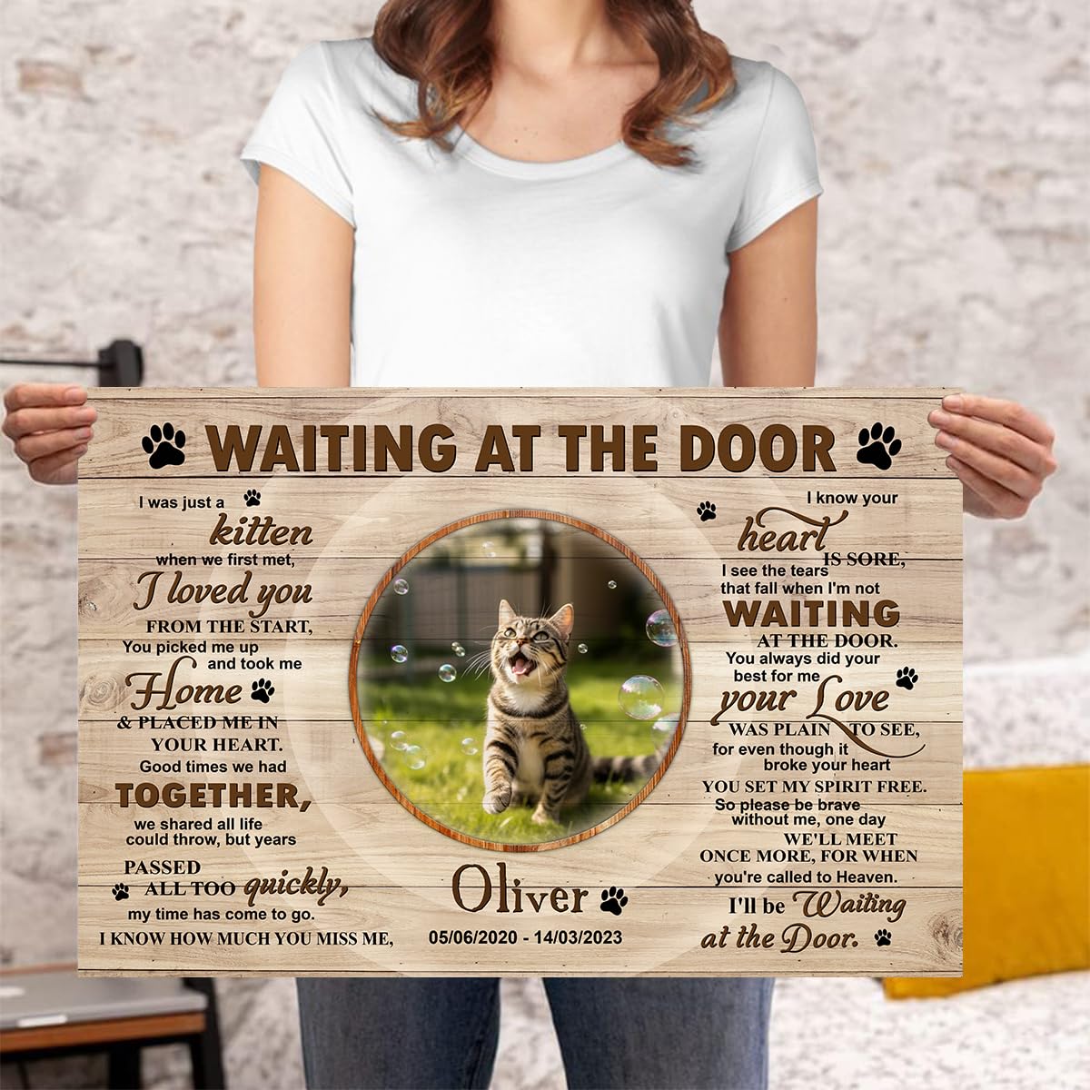 P80811 Unique Cat Memorial Poster Gifts Memorial Sayings For Cat Lover Mom Dad Personalized Poster Wall Art Decor, Custom Landsc