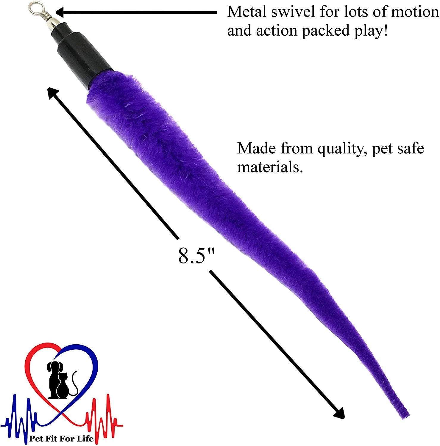 Pet Fit For Life - 5 Piece Kitten Toy Refill Pack - Replacement For Indoor Cat'S Interactive Wand And Catch Wand - Features 5 Assorted Soft Squiggly Worm Attachments