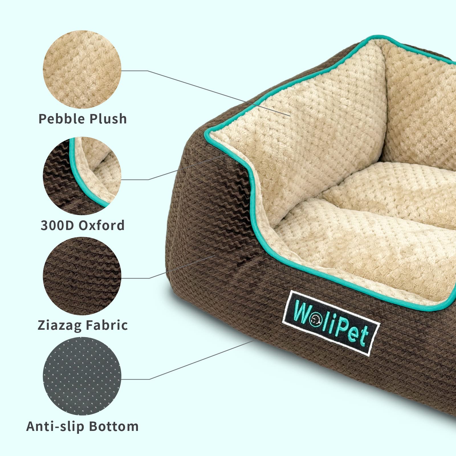 WoliPet Rectangular Dog Bed Pet Sofa Bed for Small and Medium-Sized Cats and Dogs Machine Washable Pet Bed Anti-Slip Bottom(25x2