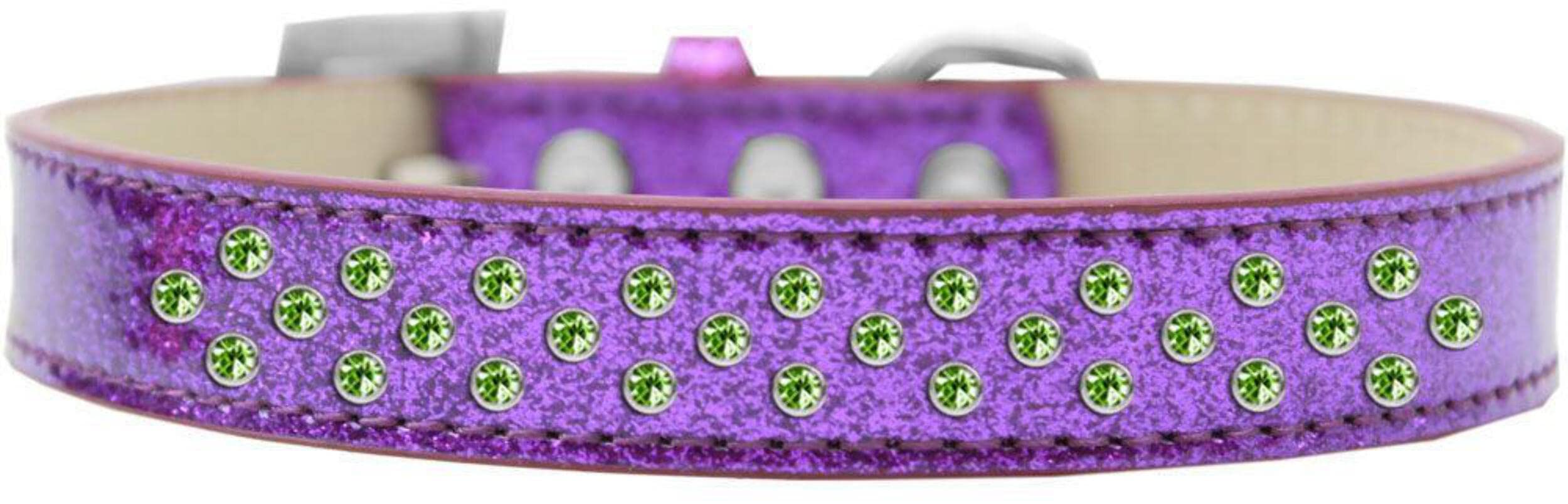 Mirage Pet Products Sprinkles Ice Cream Dog Collar with Lime Green Crystals, Size 16, Silver
