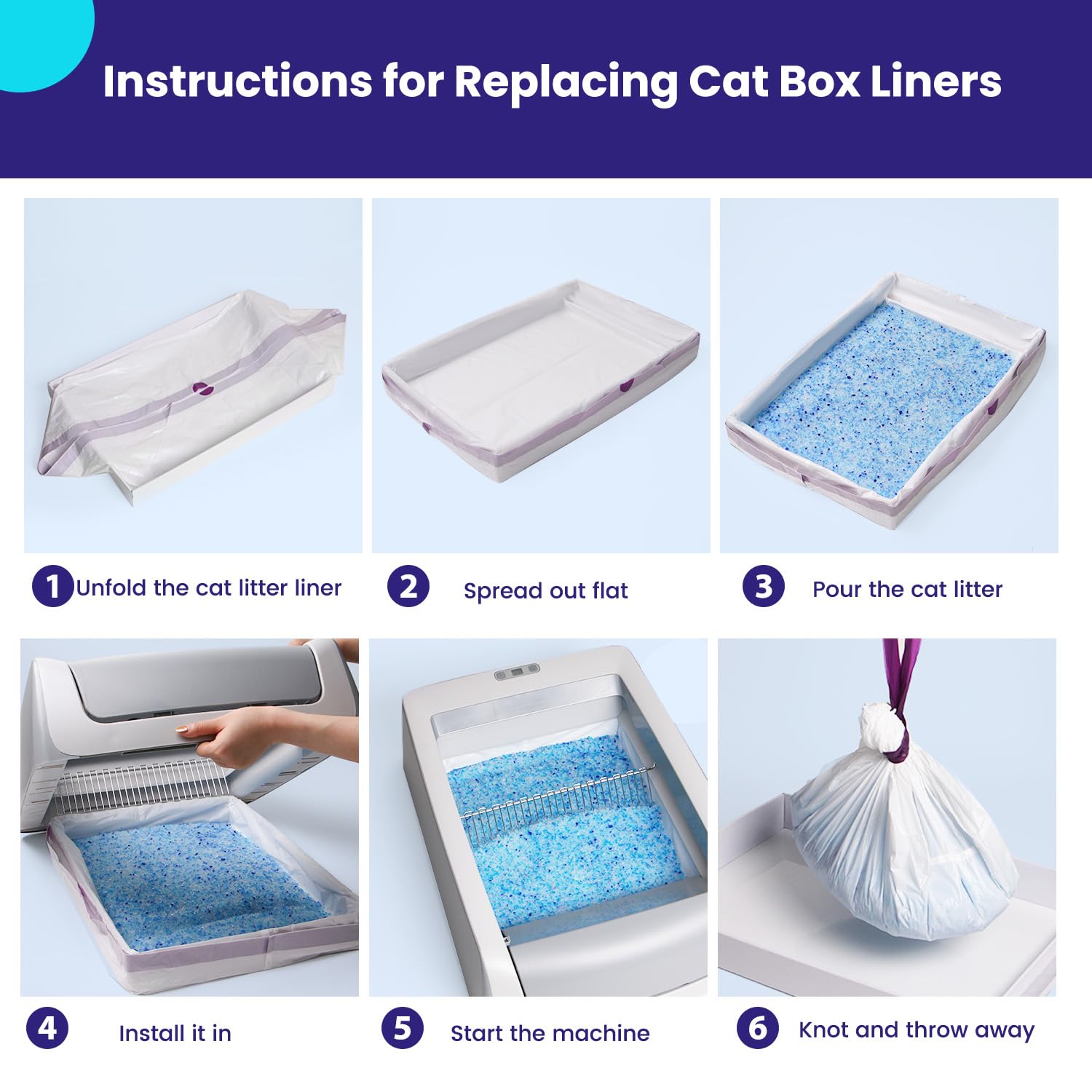 Aoellit 12 Count Litter Box Liners, Waste Bags Compatible With Pet-Safe Scoopfree Self-Cleaning Litter Box Tray, Drawstring Litt
