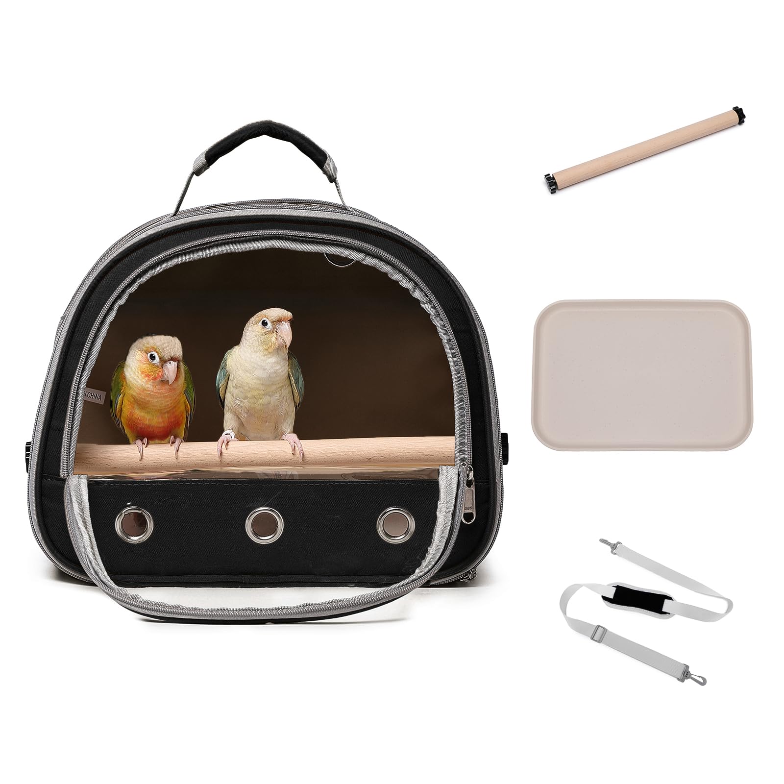 Bird Carrier,Bird Cage Parakeet Parrot Budgie Carrier Backpack for Small Birds, Travel Bird Cages with Perch, Transparent Ventil