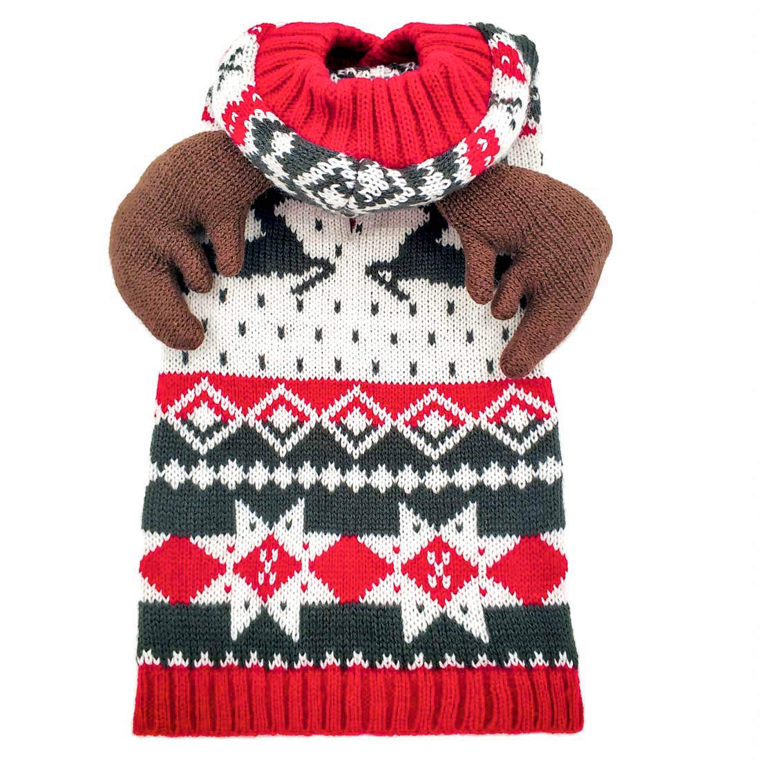 Kyeese Christmas Dog Sweater Hoodie Reindeer Red Dogs Knitwear Pullover Pet Sweater With Leash Hole Ugly Christmas Dog Sweater For Small Dogs