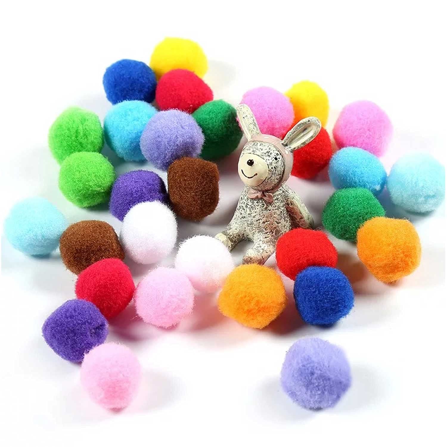 Voviggol 30Pcs 1.3 Inch Cat Toy Balls Soft Kitten Pompom Toys Indoor Cats Interactive Playing Quiet Ball Cats Favorite Toy, Cat