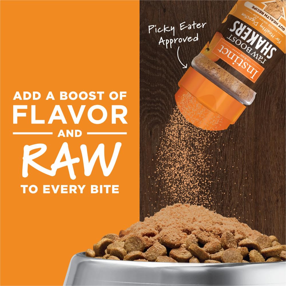 Instinct Raw Boost Shakers, Freeze-Dried Powder, Dog Food Topper, Chicken - Gut Health, 5.5 oz. Bottle