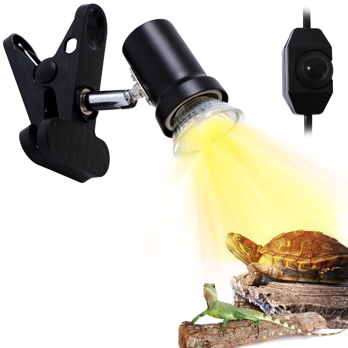 Pewingo Reptile Heat Lamp, Uva Uvb Light For Aquarium Turtle Tank, With 50W Basking Bulb, For Tortoise, Snake, Frog, Lizard, Coc
