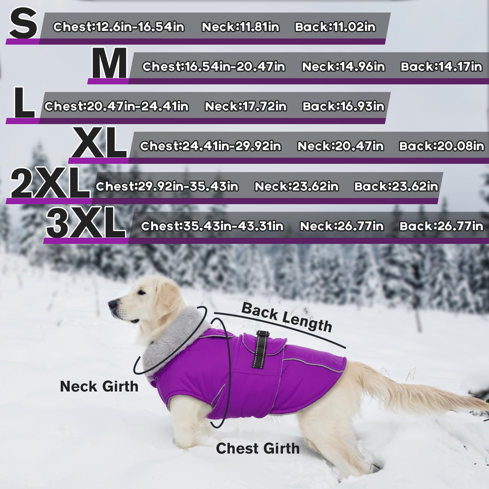 Lelepet Warm Dog Coat Reflective Dog Fleece Vest Waterproof Dog Jacket Windproof Dog Winter Coat Dog Cold Weather Coats With Adjustable Buckle Fleece Lining Dog Snowsuit Dog Coat For Large Dogs, L