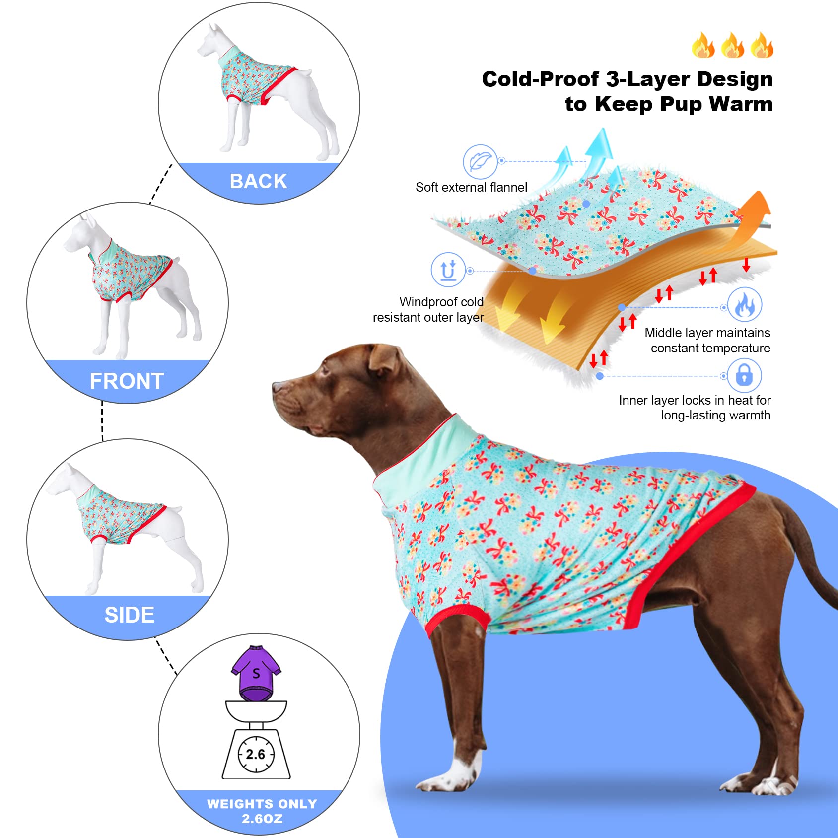Lovinpet Labrador Dog Sweater: Skin-Friendly, Vintage Happy Songbird Prints, Warm Dog Coat For Large Breeds, 2Xl
