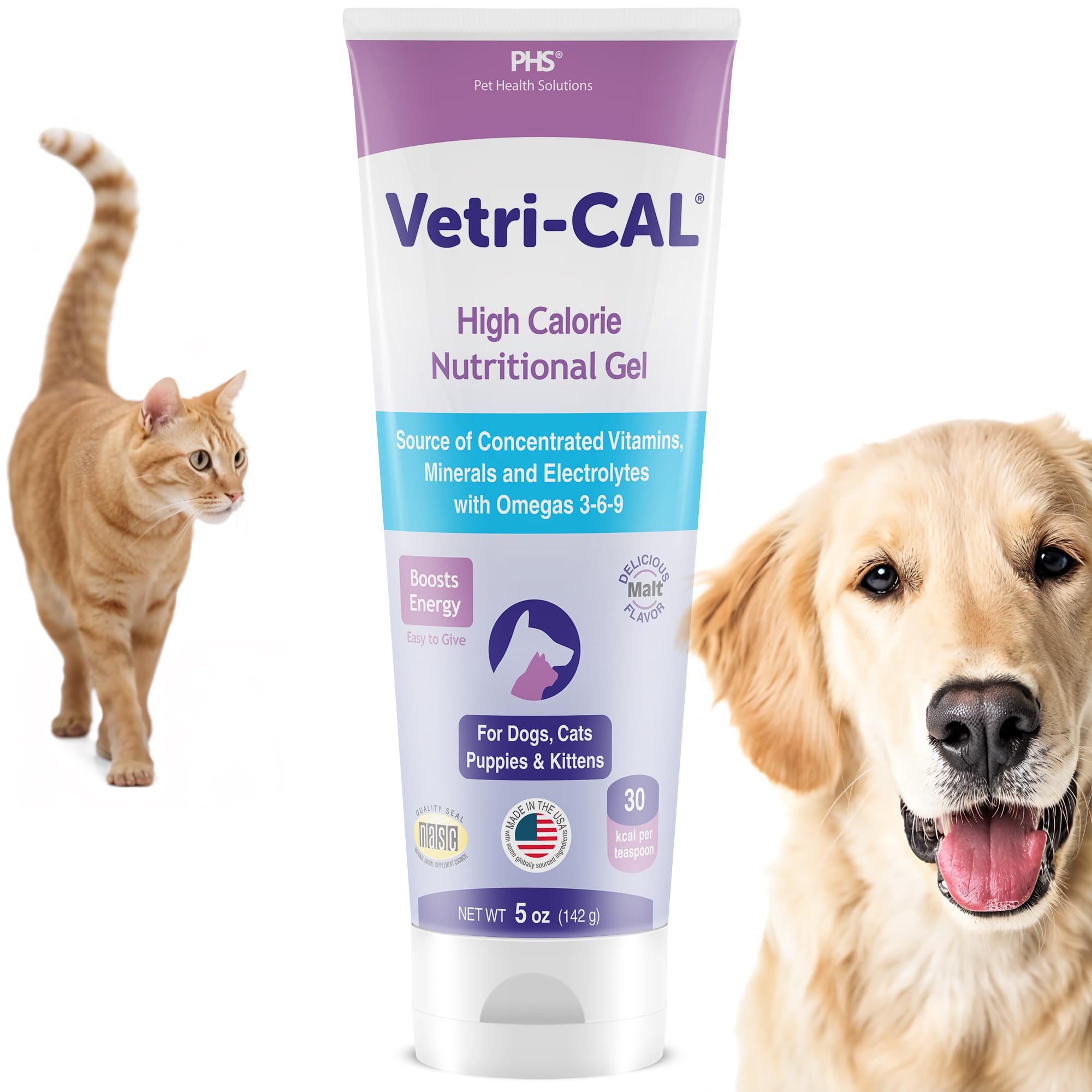 Vetri-CAL High Calorie Nutritional Gel for Dogs & Cats - Appetite Booster with Omega 3-6-9, Vitamins A-D-E-B - Recovery & Energy