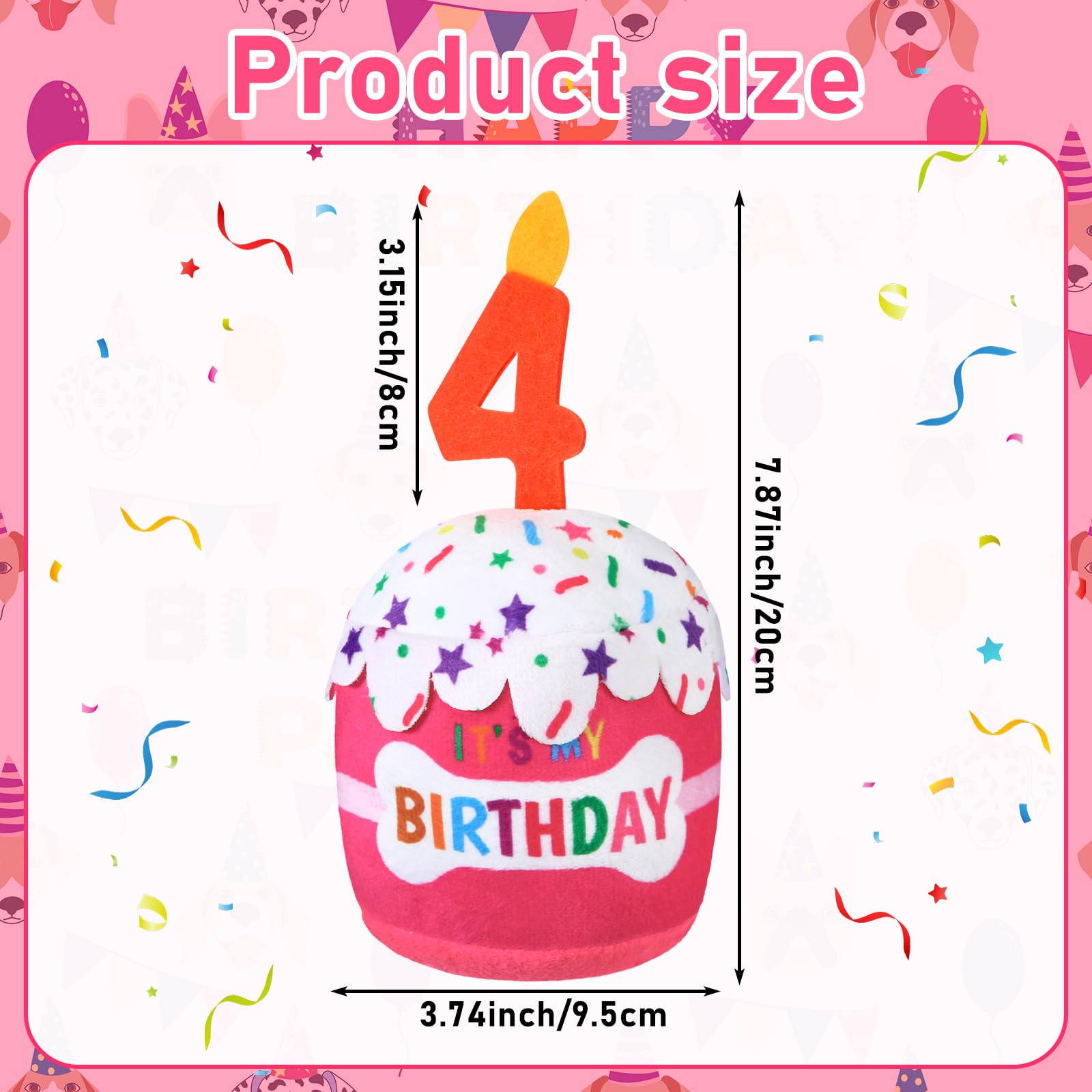 Dansydaisy Dog 4Th Birthday Cake Toy Accessories For Girl Boy Gifts, Pink Squeaky Plush Toy For Dog Birthday Party Decor Favor F