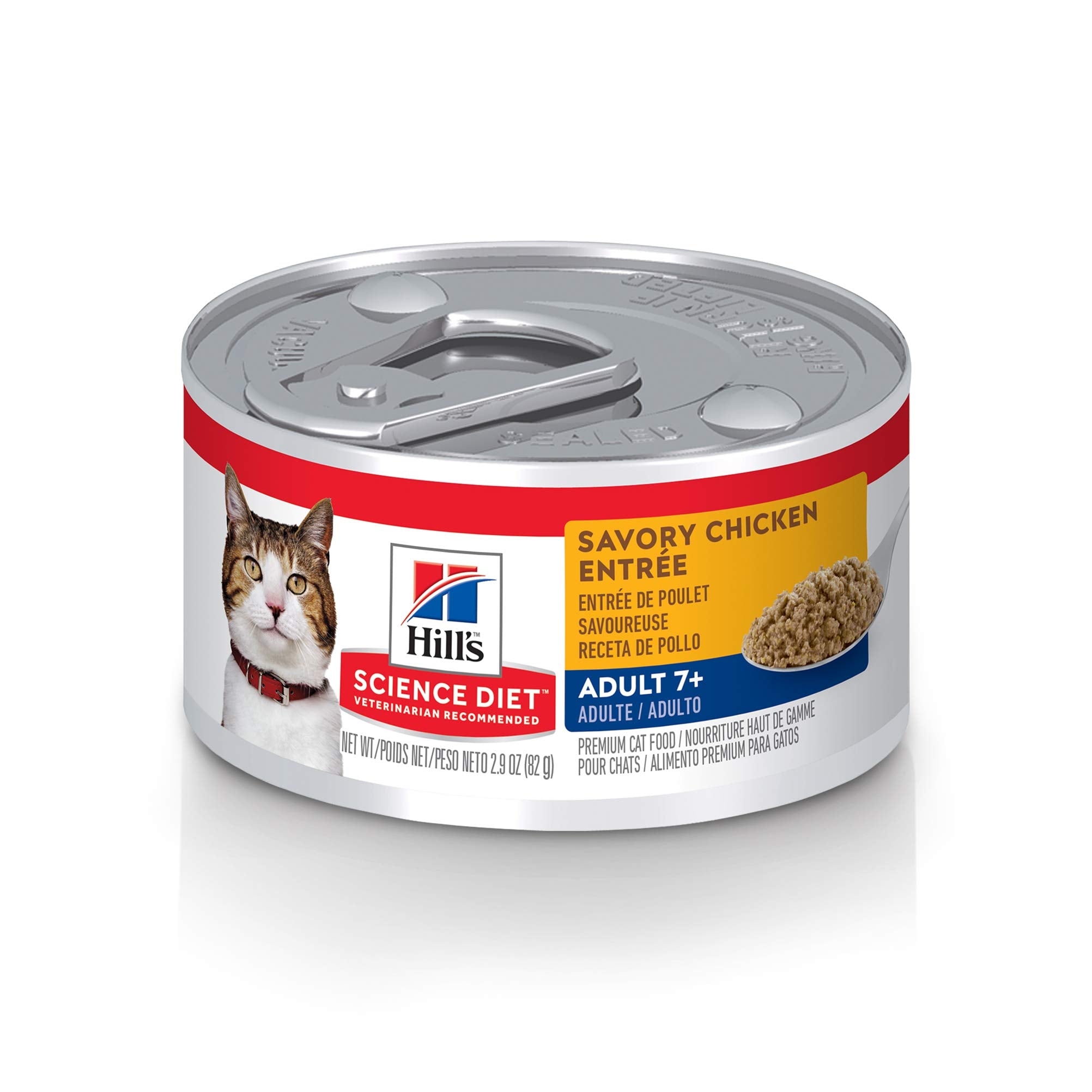 Hills Science Diet Adult 7+, Senior Adult 7+ Premium Nutrition, Wet Cat Food, Chicken Minced, 2.9 oz Can, Case of 24