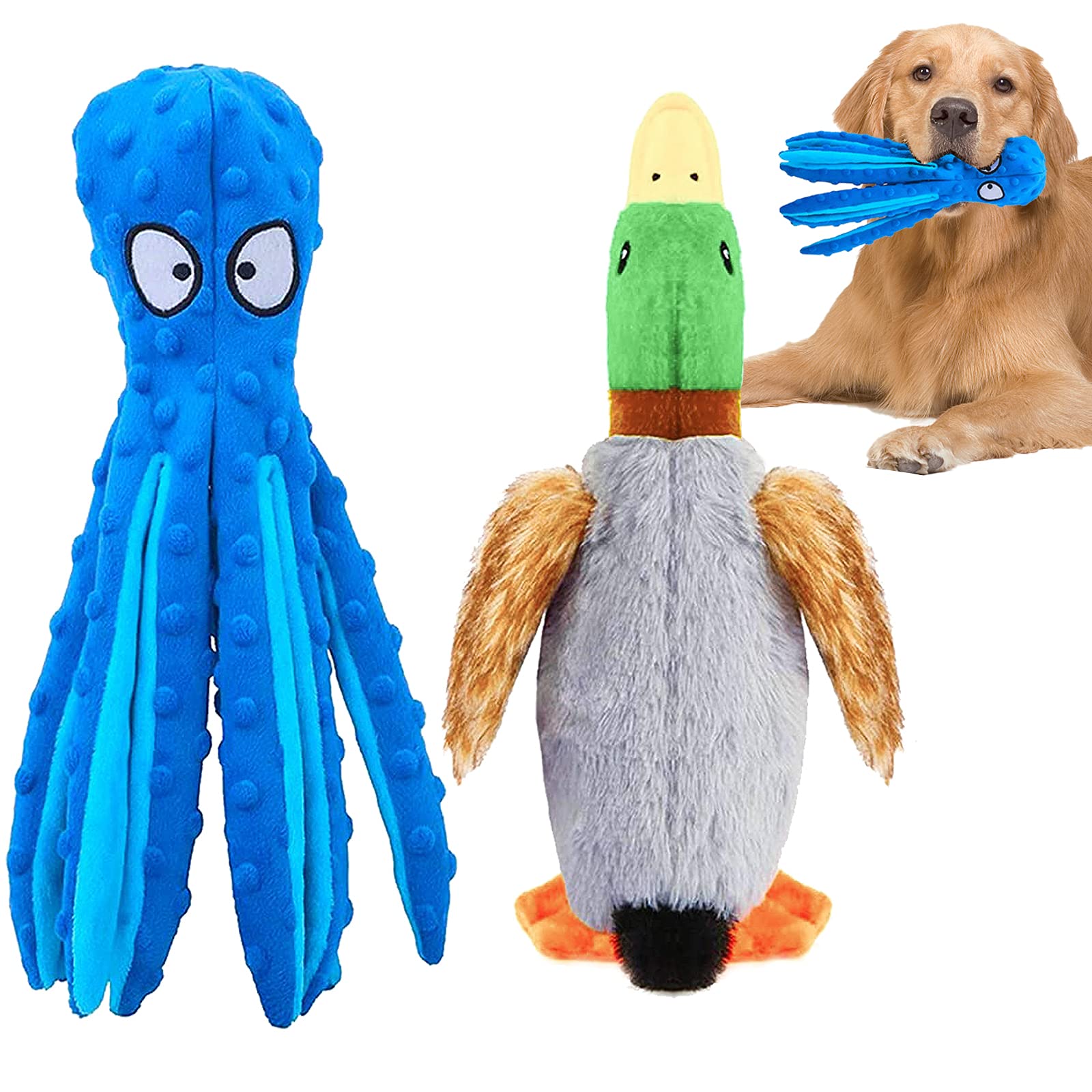 Cnarery [2 Pack] Dog Plush Toys, Interactive Squeaky Puppy Toys, Dog Toys With Crinkle, Durable Stuffed Dog Chew Toys For Puppy,