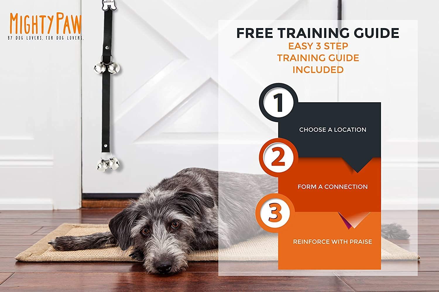 Mighty Paw - Dog Doorbells - Efficient Potty Training Tool - Ideal For Housetraining Dogs - Dog Pee Bells Door - Potty Train Bel