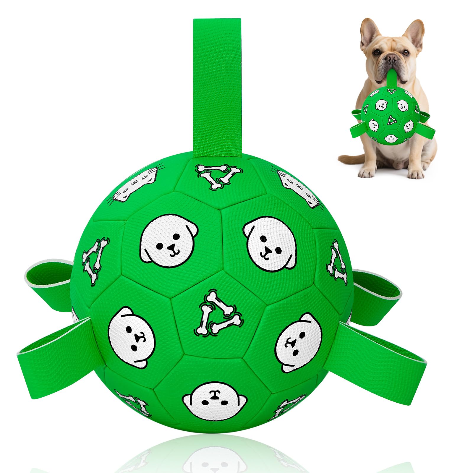 WYNTRIUM Dog Soccer Ball with Tabs, Durable Dog Soccer Ball, Puppy Water Toys Outdoor, Birthday Toys for Small & Medium Dogs, 6 