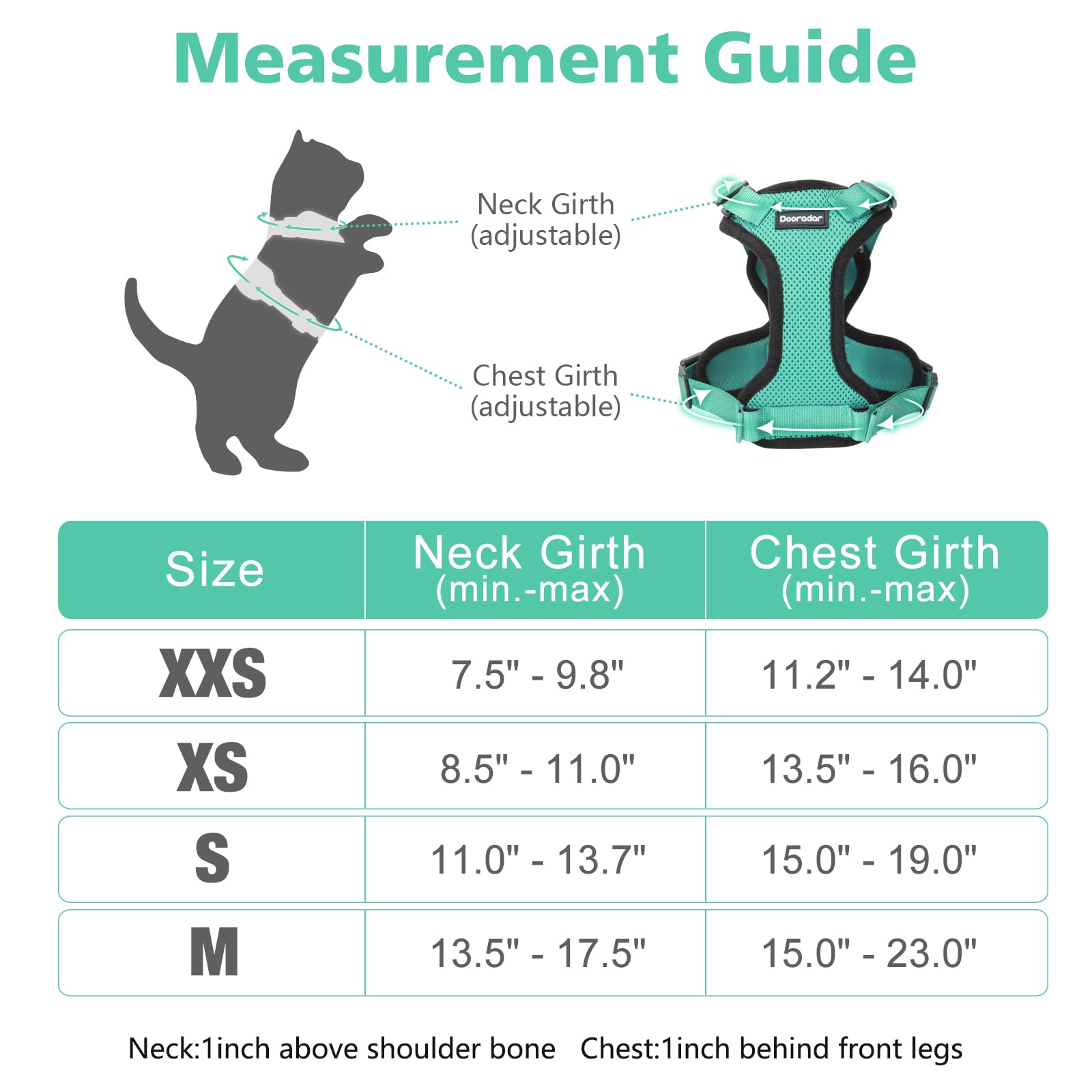Dooradar Cat Harness And Leash Set, Escape Proof Safe Adjustable Kitten Vest Harnesses For Walking, Easy Control Soft Breathable Mesh Jacket With Reflective Strips For Cats, Green, S