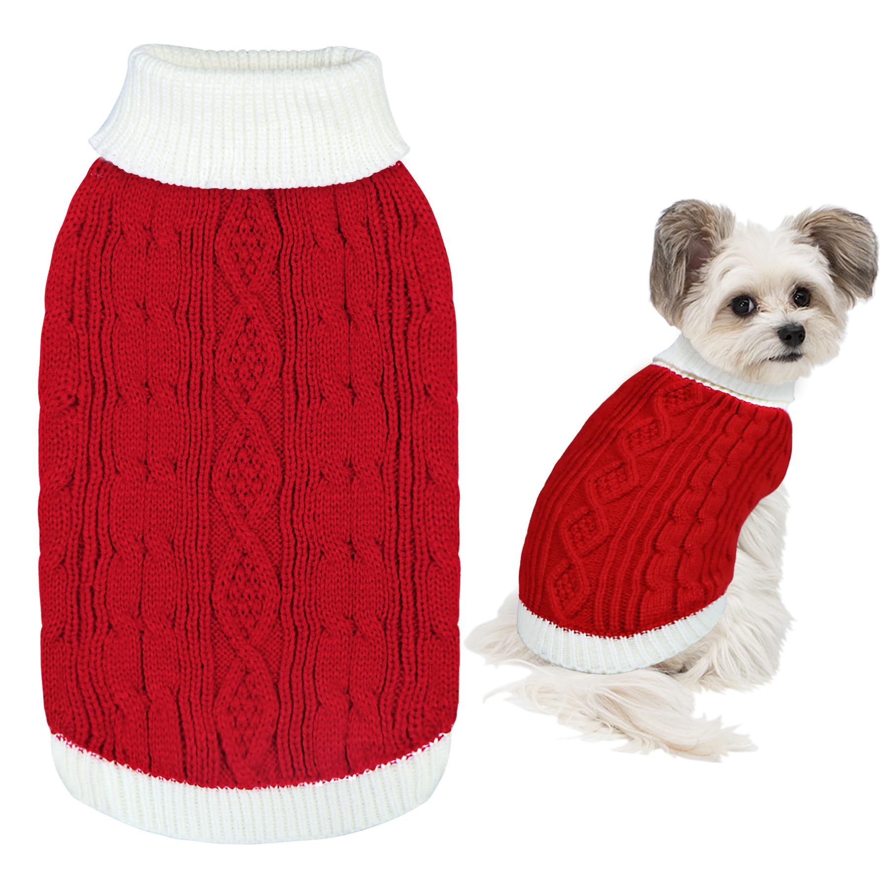 Goyoswa Dog Christmas Sweater Knitted Turtleneck Dog Sweater Warm Christmas Dog Outfit Clothes For Small Medium Large Dogs Pets 