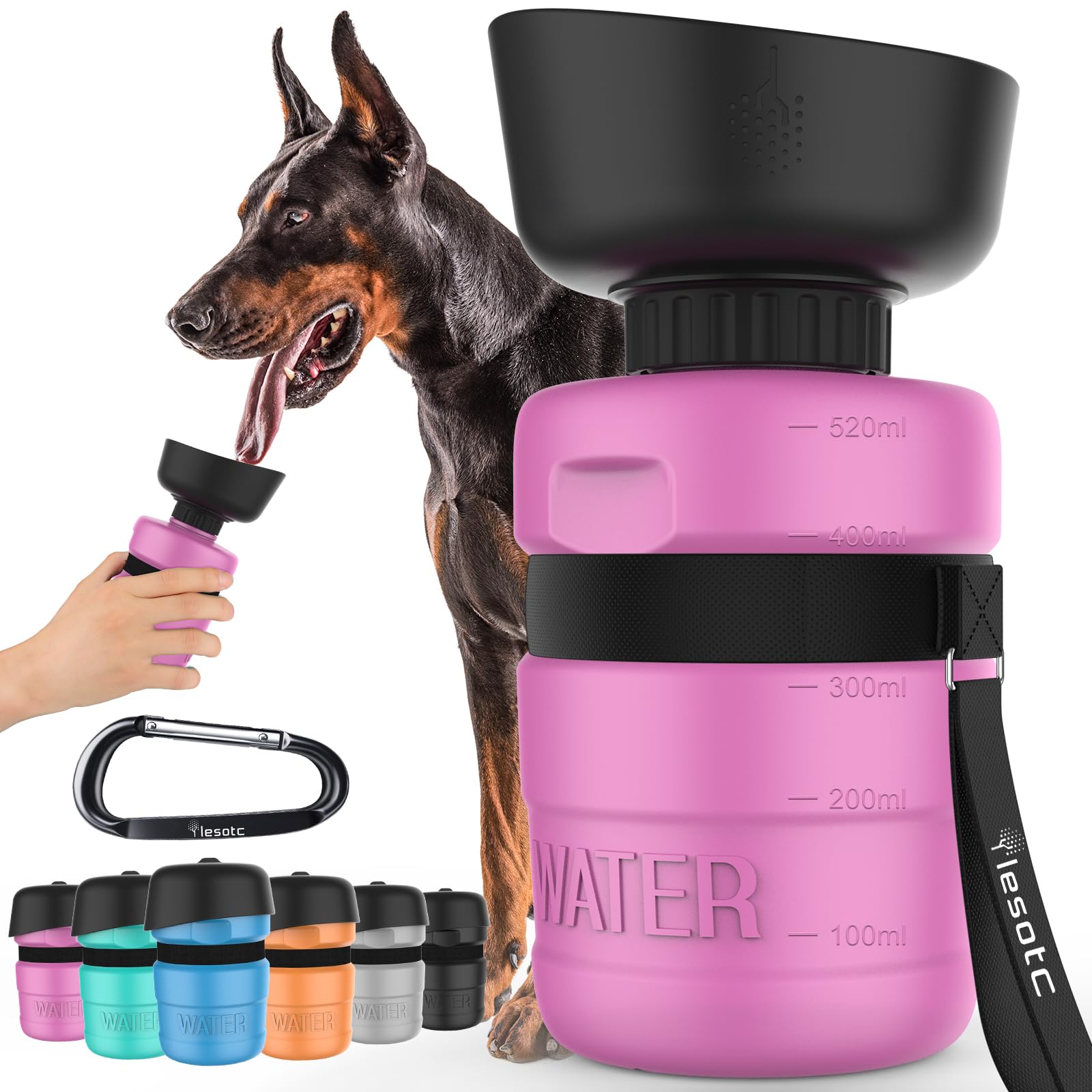 Lesotc Dog Water Bottle, Portable Dog Water Dispenser, Leak Proof Dog Travel Water Bottle, Squeeze Pet Water Bottle For Walking On The Go, Dog Hiking Accessories For Outdoor, Hiking, Travel