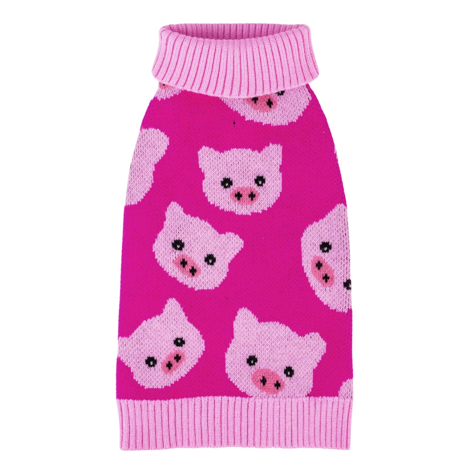 Cutebone Dog Sweater For Small Medium Dogs Pink Pig Knit Puppy Sweater Turtleneck Pet Winter Clothes Cat Apparel With Harness Ho