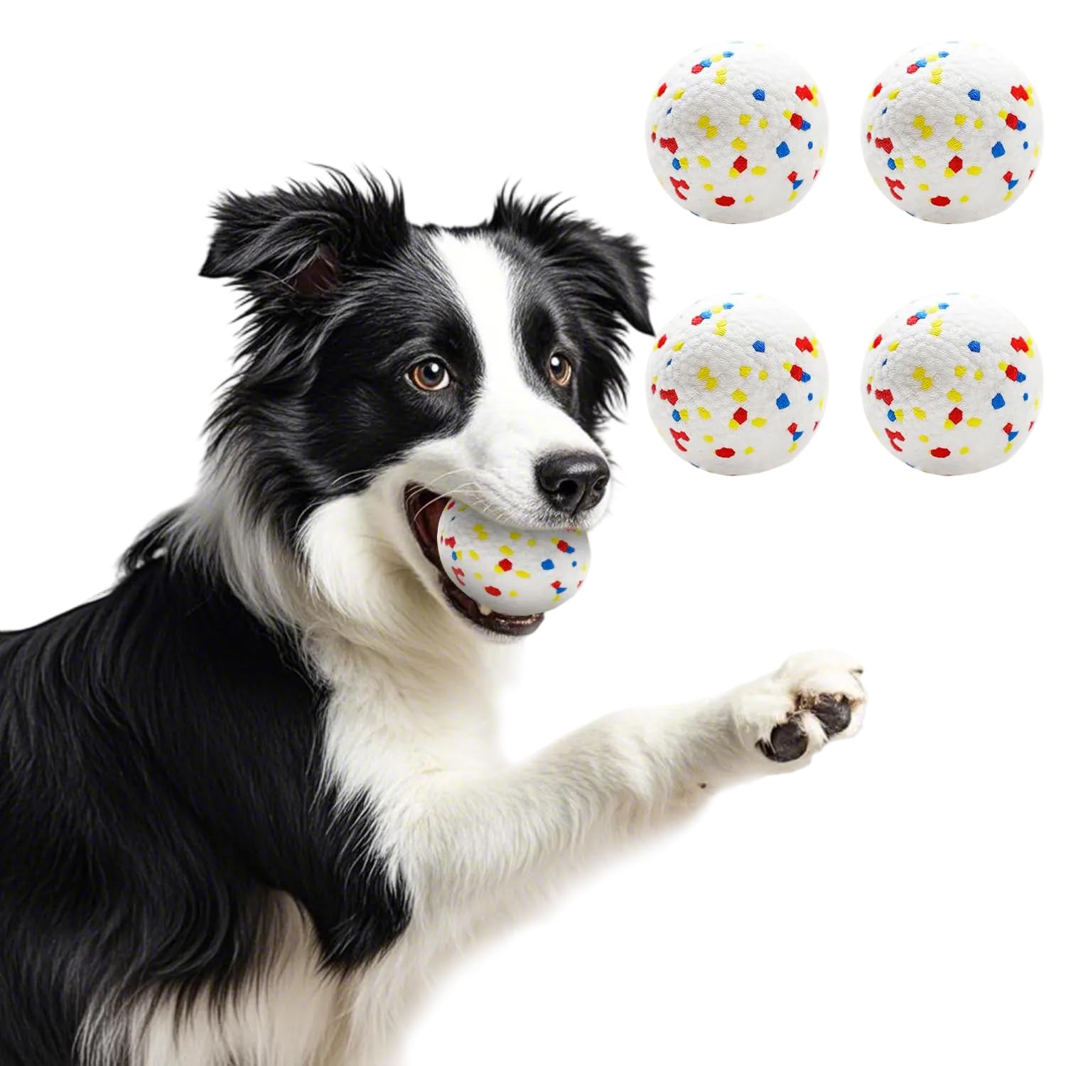 4-Pack Dog Balls Tennis Ball Toys Dog Toys For Aggressive Chewers Durable Teething Chew Toys Water Toy Fetch Balls For Large Med