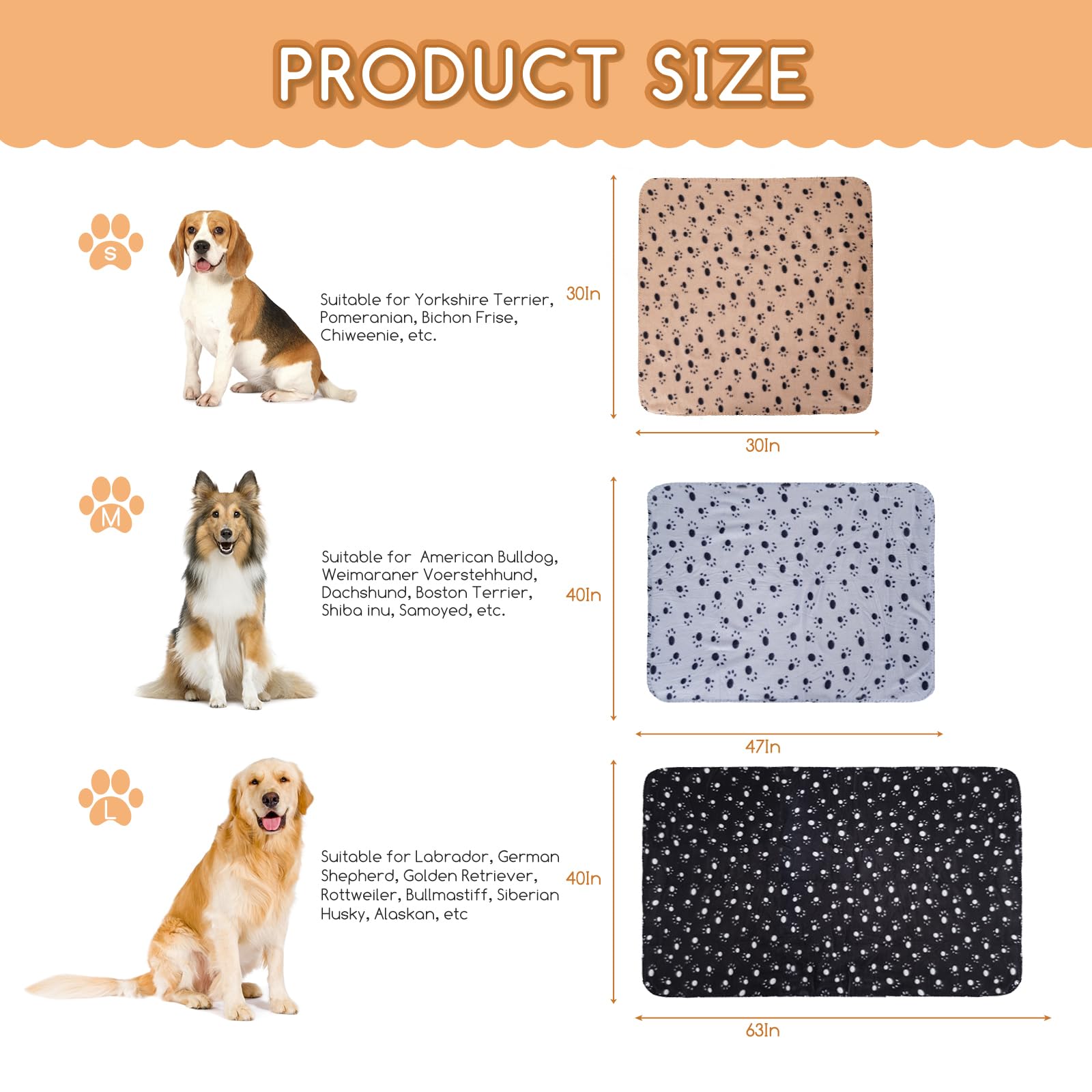 Nobleza 3 Pack Puppy Blanket Super Soft Dog Blanket With Cute Paw Prints Washable Premium Warm Dog Blankets For Small Dogs Kitte