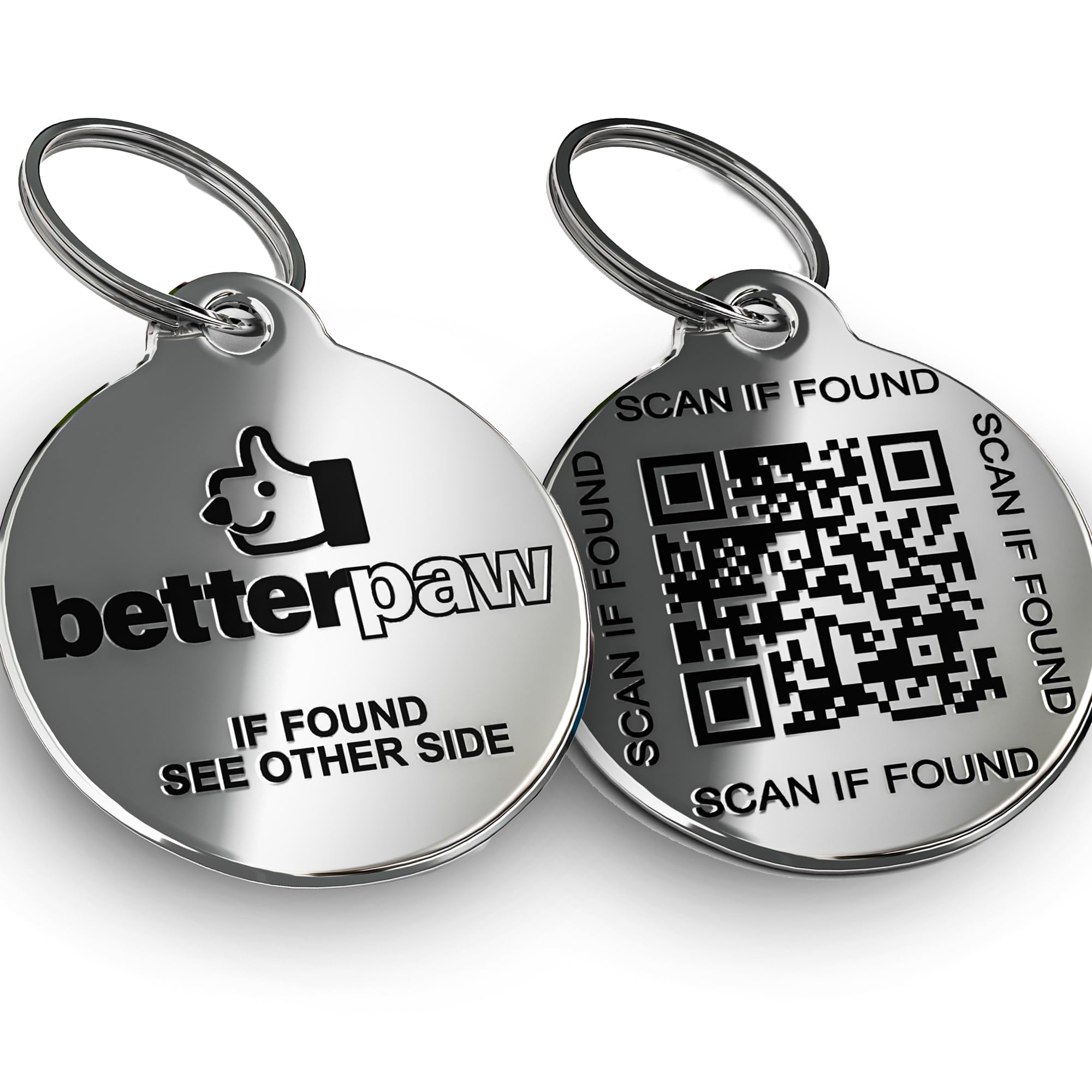 Betterpaw Qr Code Dog Tag - Customizable Online Pet Profile, No App Required, Scan Alerts With Location, One-Time Purchase, Life