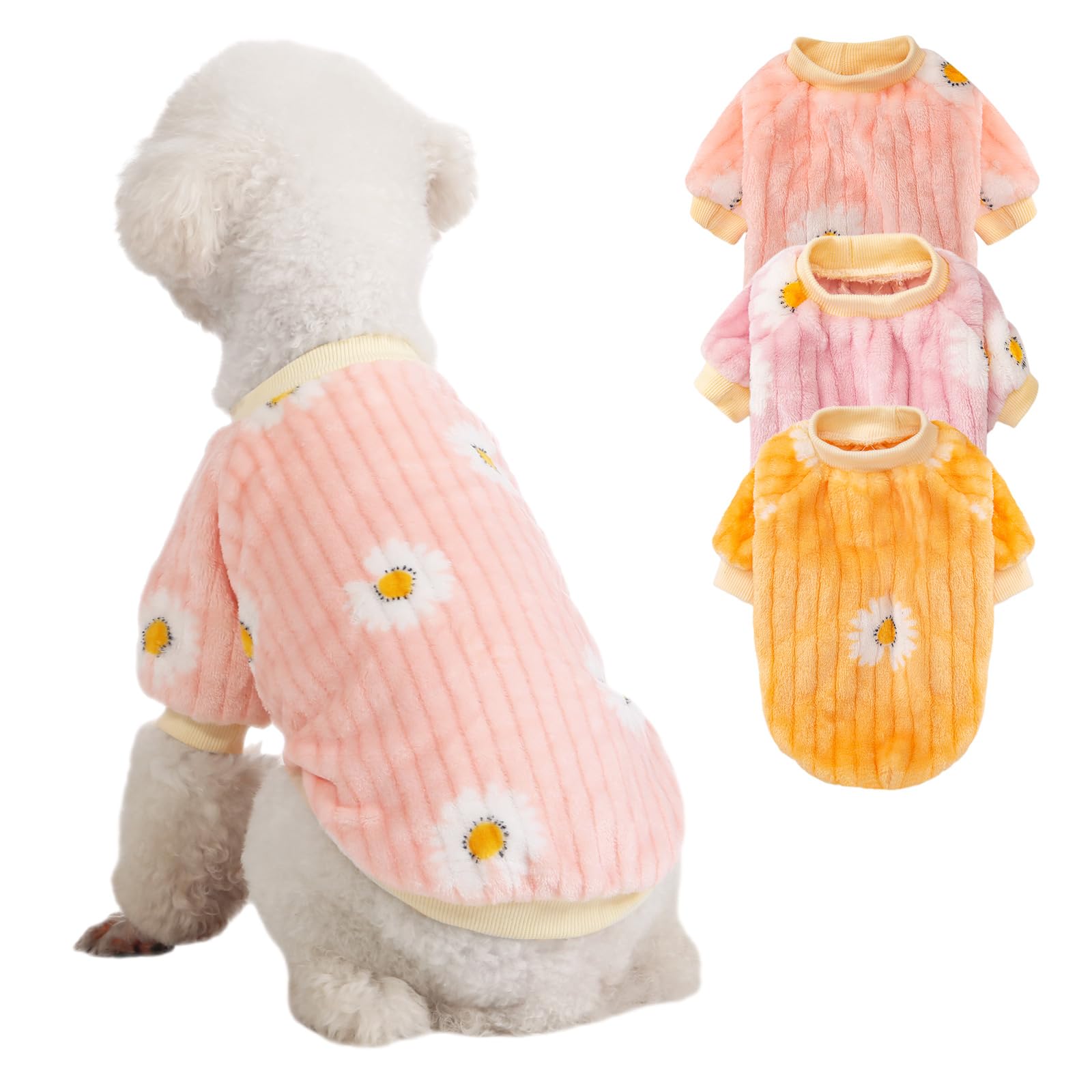 Kyaringtso Dog Sweater, 3 Pack Dog Sweaters For Small Dogs, Dog Clothes For Small Dogs Girl Boy, Ultra Soft And Warm Puppy Sweater Dog Coat For Winter Christmas (Dy Pink+Dy Purple+Dy Yellow, Xx-Large)