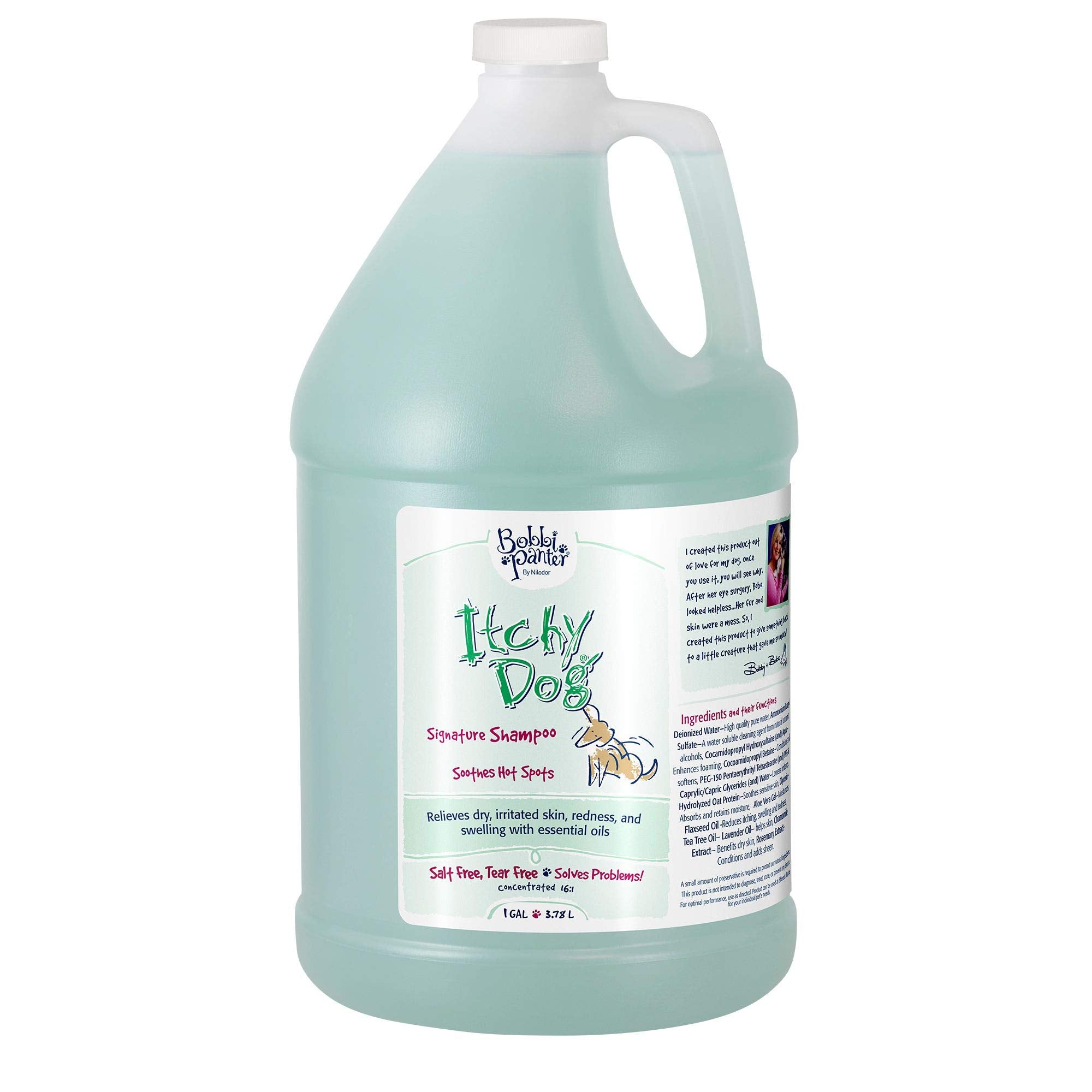 Bobbi Panter Itchy Dog Shampoo For Soothing Skin Relief, Naturally Derived Ingredients, Tear-Free, Salt-Free, Paraben-Free, Ph-Balanced, 20:1 Concentrated Formula, Green Apple Scent, 13 Oz.