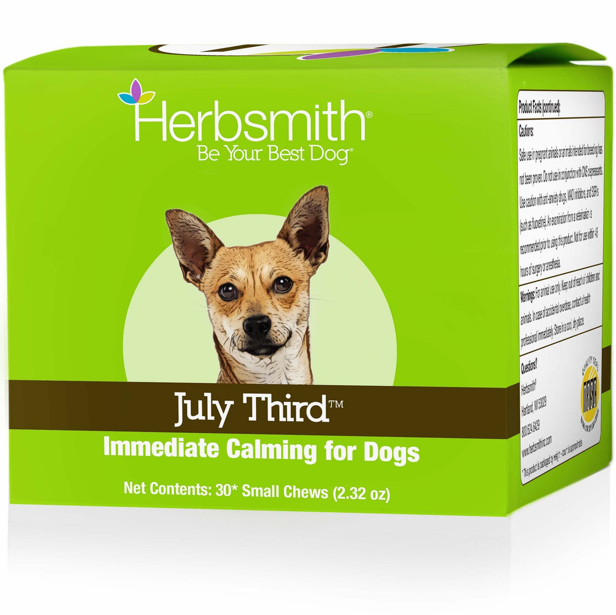 Herbsmith July Third - Canine Calming Chews - Calming Herbs For Dogs - Anxiety Supplements For Dogs - 30Ct Small Chews