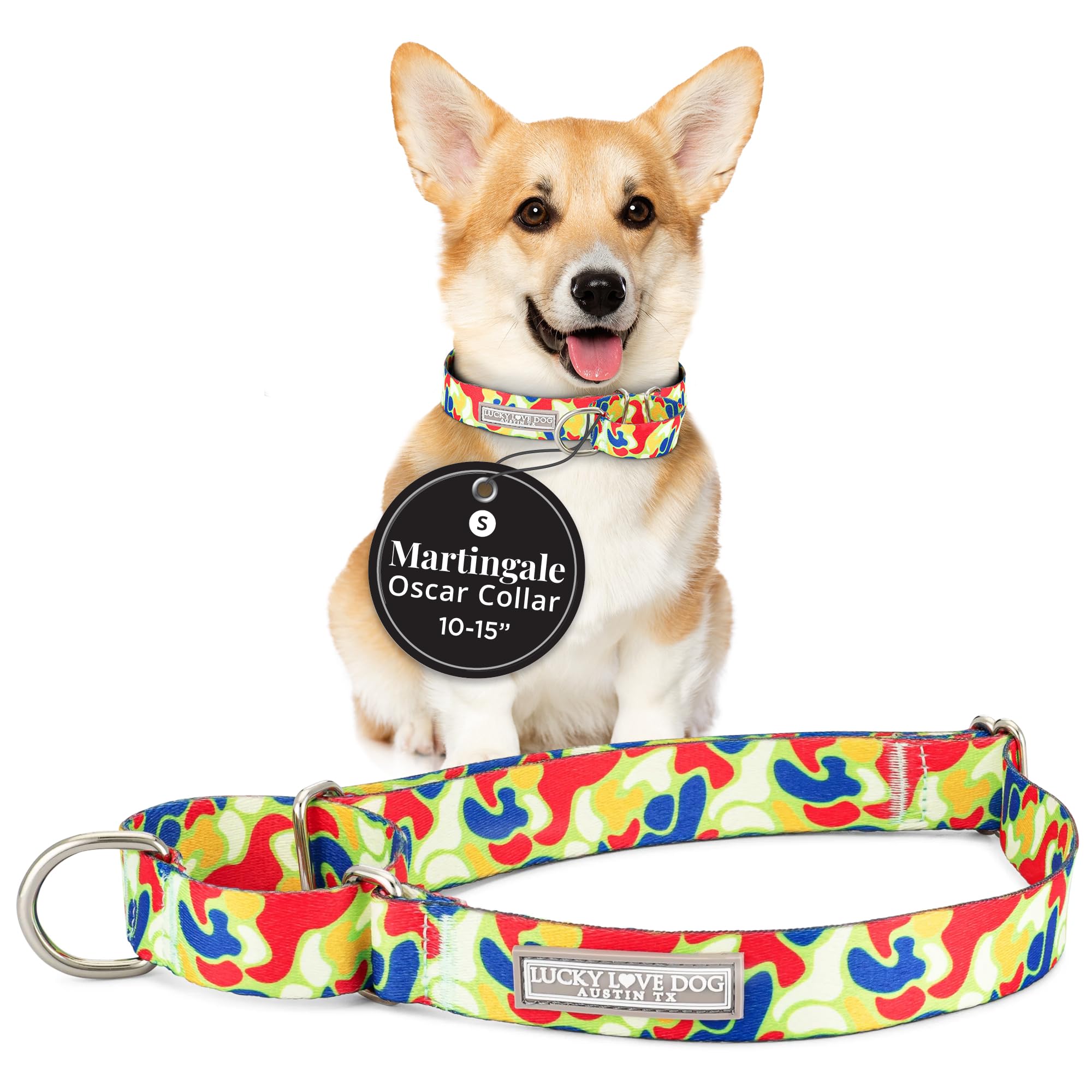 Lucky Love Dog Martingale Dog Collar - Adjustable, No-Slip, Durable, & Soft Webbing Dog Collar For Male And Female Dogs, Ideal F