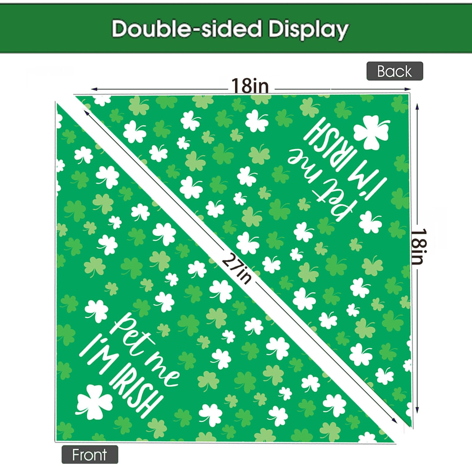 St Patrick'S Day Dog Bandanas - Lucky Shamrock Puppy Scarf - 2 Pcs Adjustable Triangle Double-Layer Reversible Pet Bandanas For