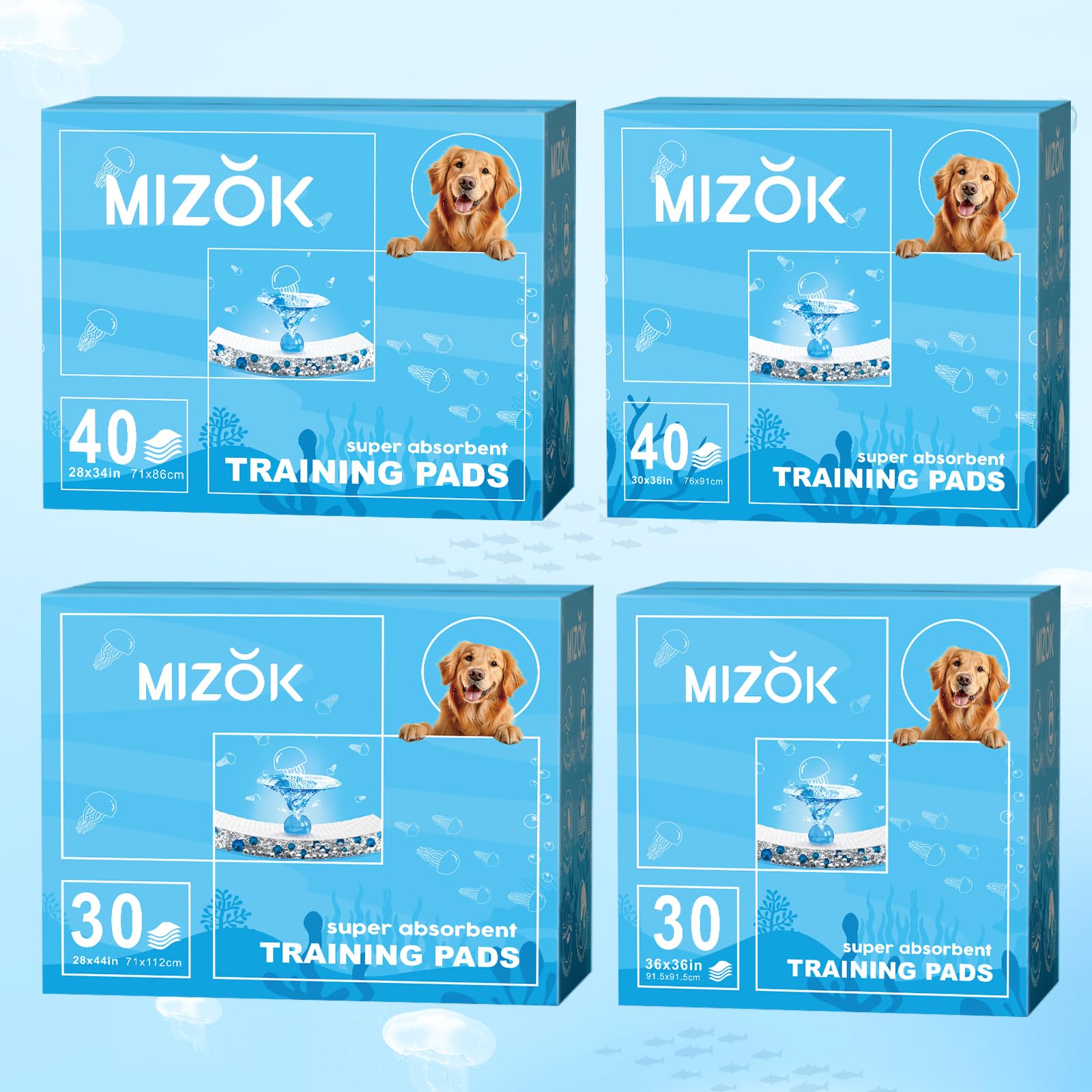 MIZOK Dog Pads Extra Large 30x36in Puppy Pads XL Super Absorbent, Potty Pads with 6-Layer Leak-Proof and Quick-Dry Surface, Wee