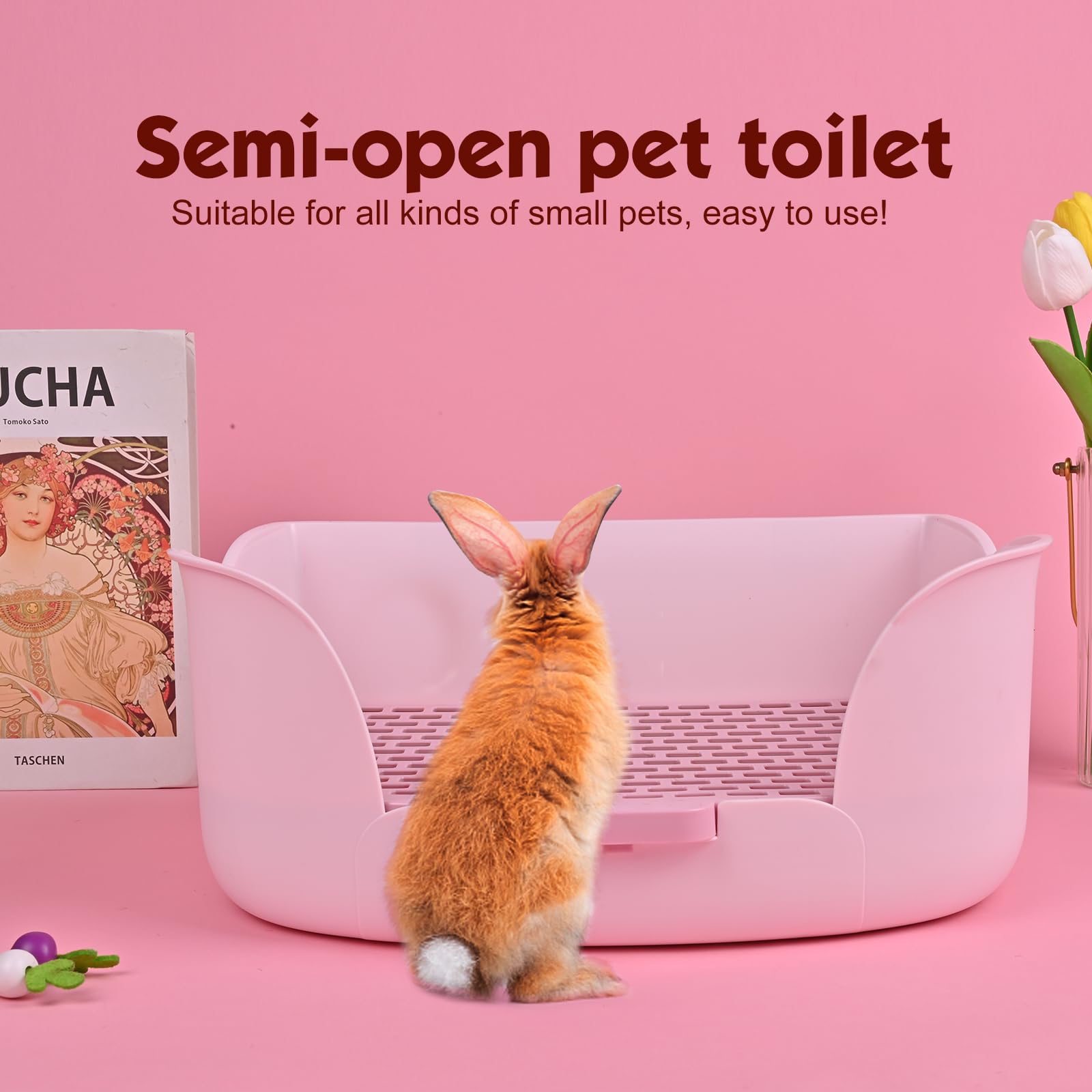 RUBYHOME Large Bunny Litter Box (15.5 x 11.1 x 6.2) Small Animal Litter Pet Toilet Potty Trainer Corner Litter Bedding Box Pet P