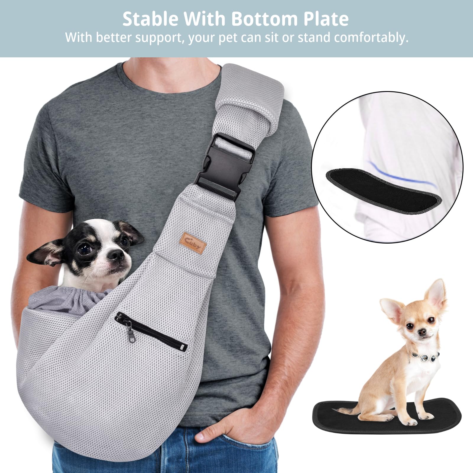 Cuby Dog And Cat Sling Carrier - Hands Free Breathable Mesh Small Dog Sling Carrier-Soft Pouch And Tote Design-Suitable For Pupp