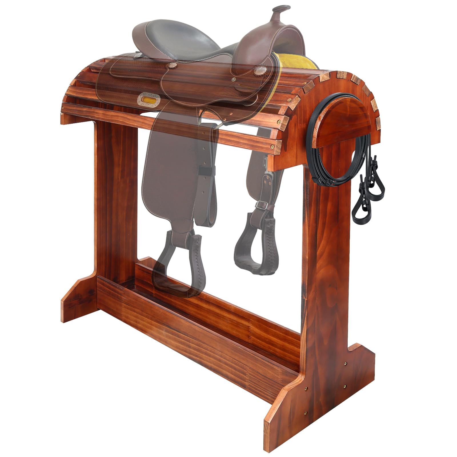 Essenhome Extra-Large Wood Saddle Rack - Non-Abrasive Design, Bridle Rack & Heavy-Heavy Duty Saddle Stand For Equestrian Homes H