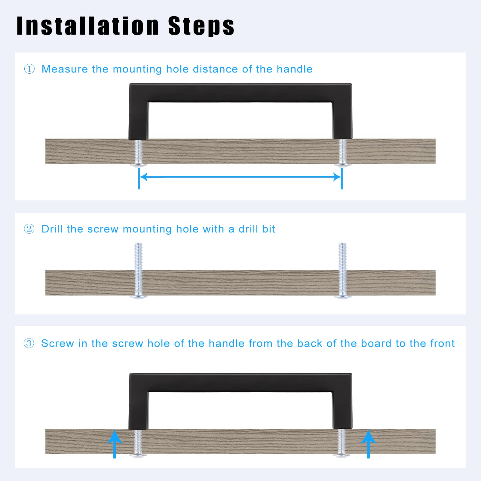 Knobwell 6 Pack Stainless Steel Kitchen Cabinet Pulls And Handles, Bathroom Kitchen Cabinet Door Handles, 3 Hole To Hole Distanc