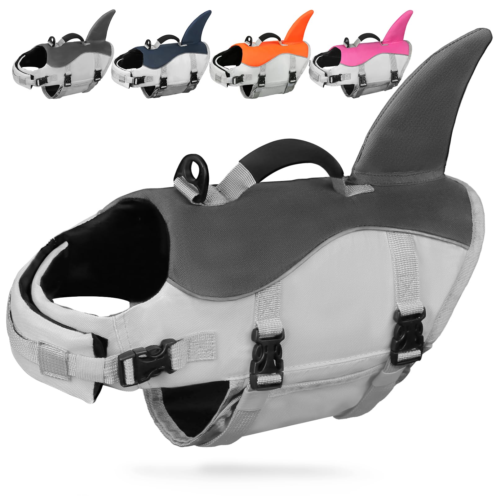 Amznova Shark Dog Life Jacket Dog Life Vest For Swimming Puppy Swimming Life Jacket Doggy Float Vest Lifejacket Water Swim For B