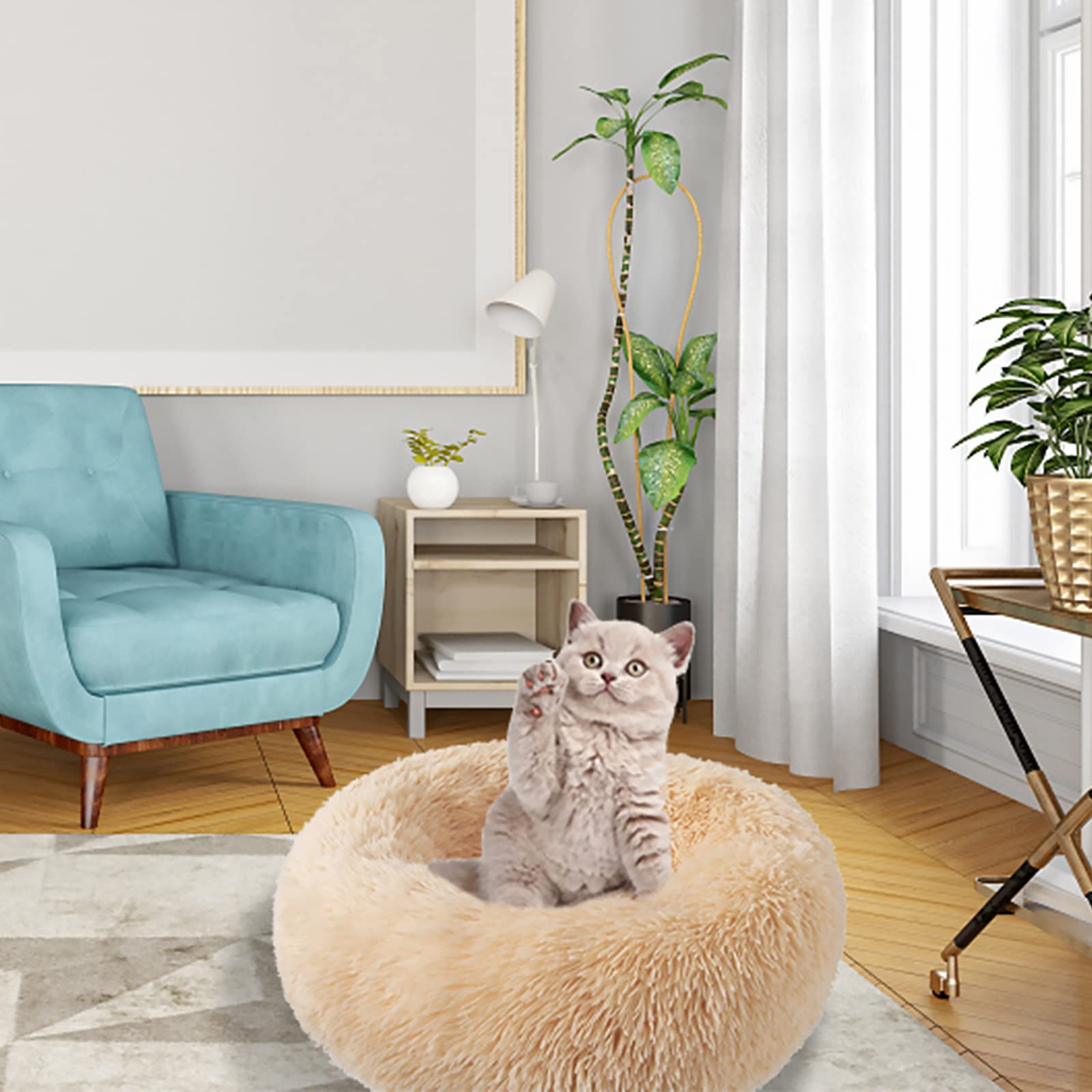 Nisrada Cat Beds For Indoor Cats,24 Inch Dog Bed For Small Melium Large Dogs, Washable-Round Pet Bed For Puppy And Kitten With Slip-Resistant Bottom