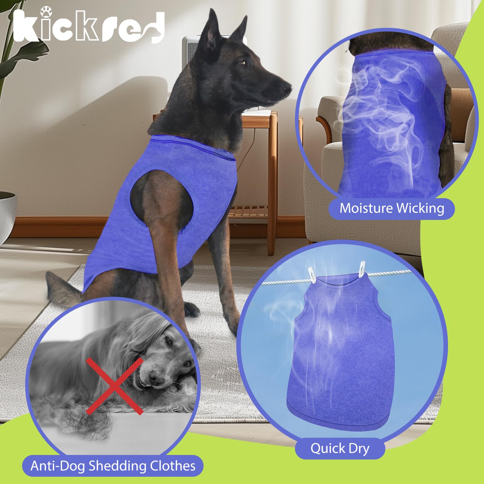 Kickred 2 Pack Dog Shirts, Breathable Dog Clothes, Camouflage Printing Pet Sleeveless Vest, Stretchy Tank Top T-Shirts For Large