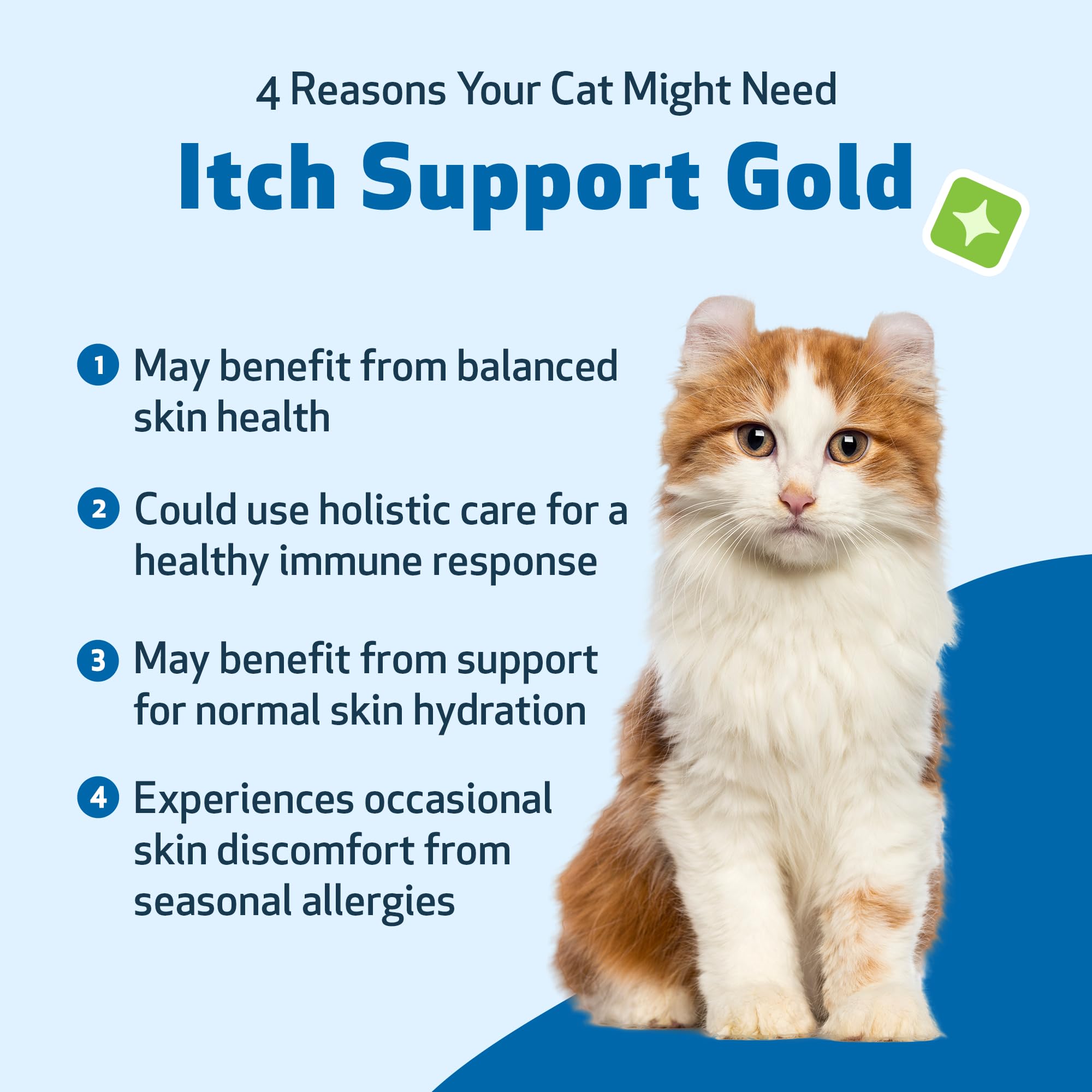 Pet Wellbeing Itch Support Gold for Cats - Occasional Itching, Scratching, and Hot Spots, Environmental and Seasonal Allergies,
